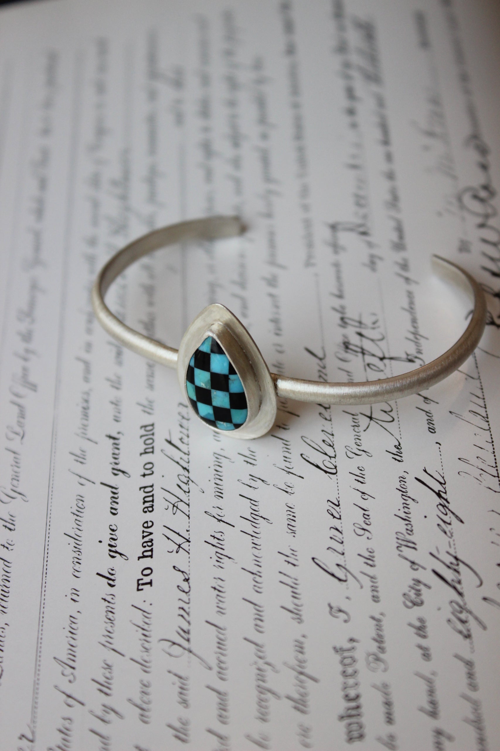 Turquoise Checkered Cuff