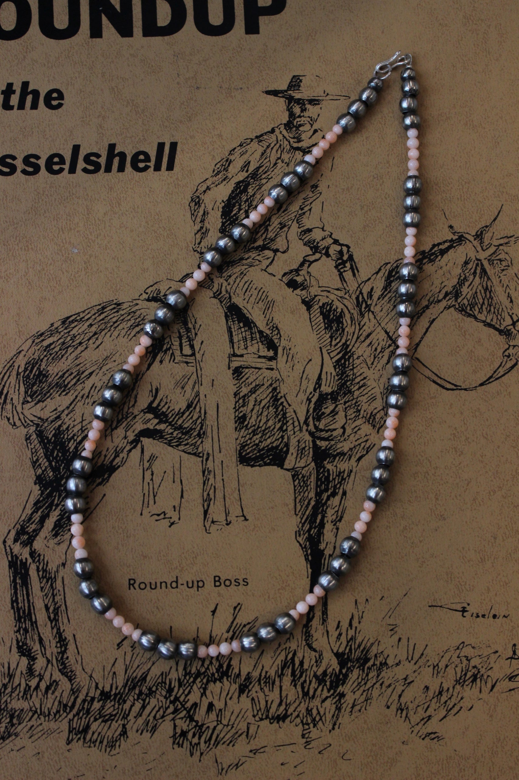 Pink Conch German Silver Beaded Necklace