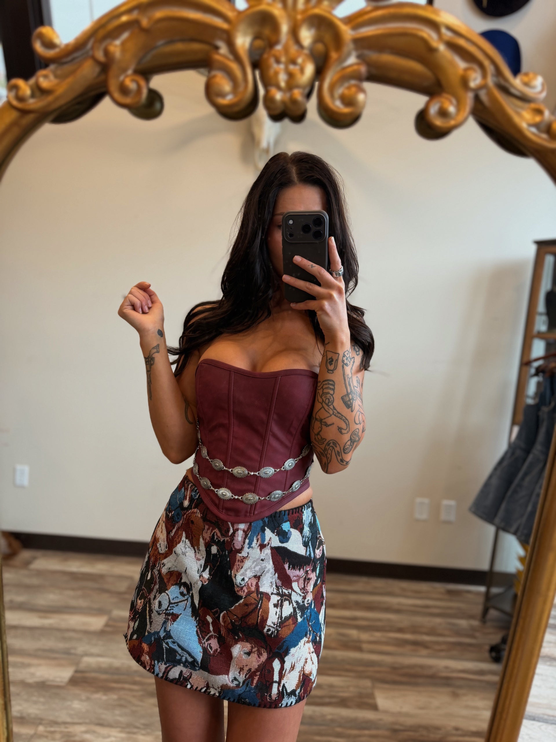 Horse Woven Print Skort