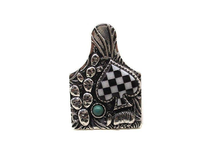 Cattle Tag Spade Adjustable Ring