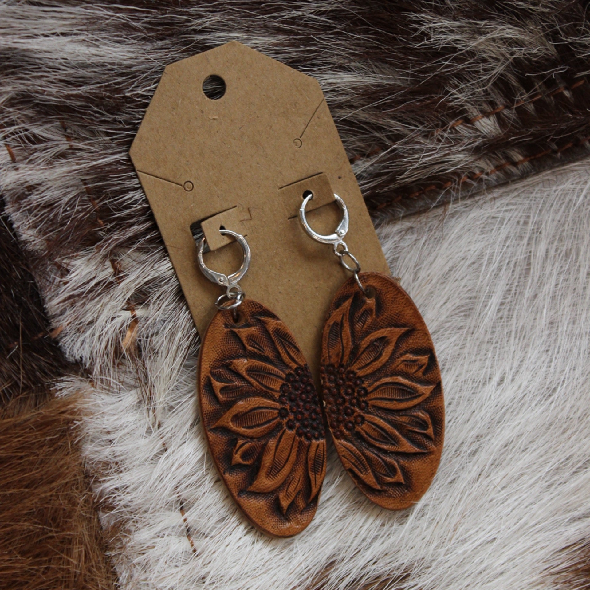 Oval Sunflower Earring