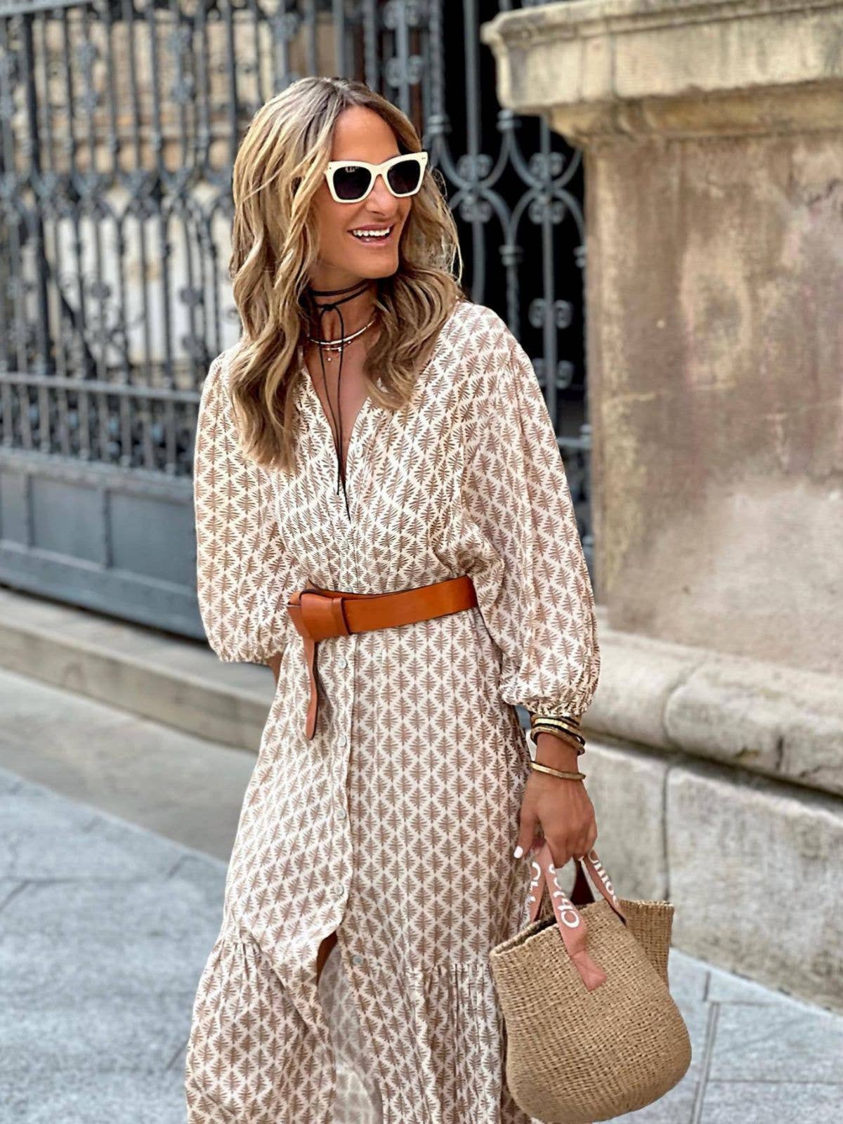 Mid Sleeve Ladies Midi Dress