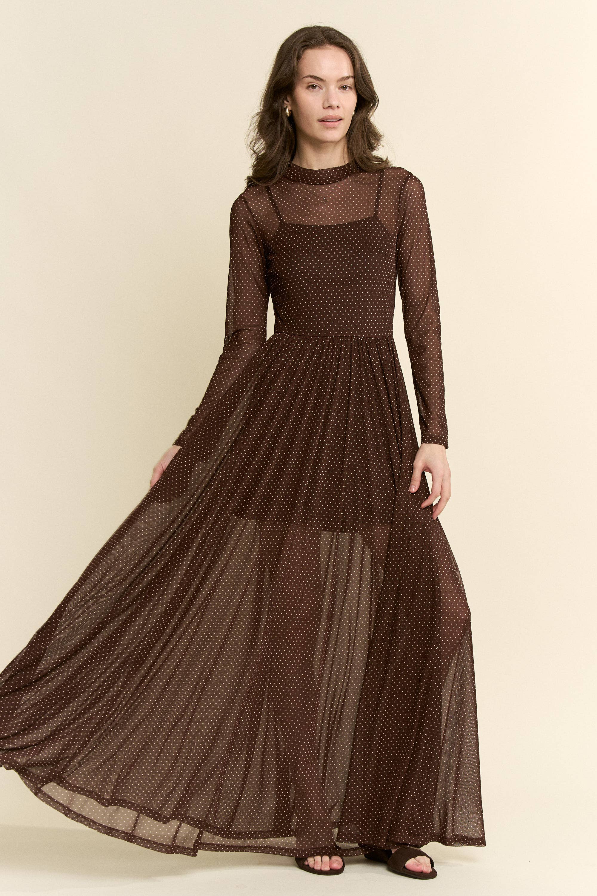 Polka Dot Mesh Maxi