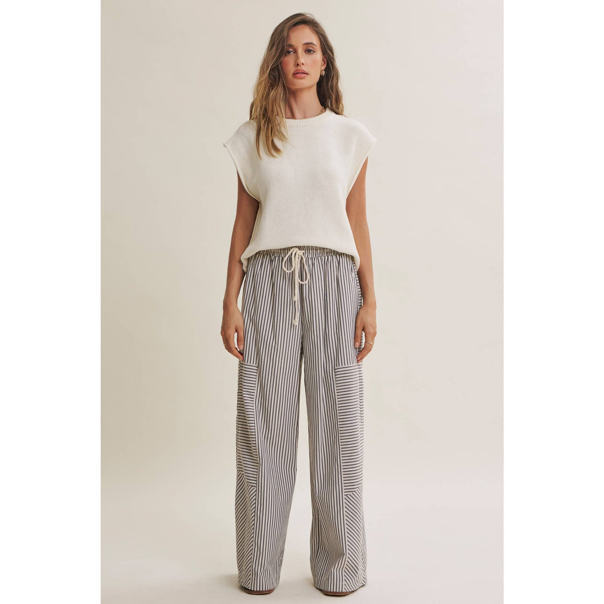 Wide Leg Linen Lounge Pant - Black