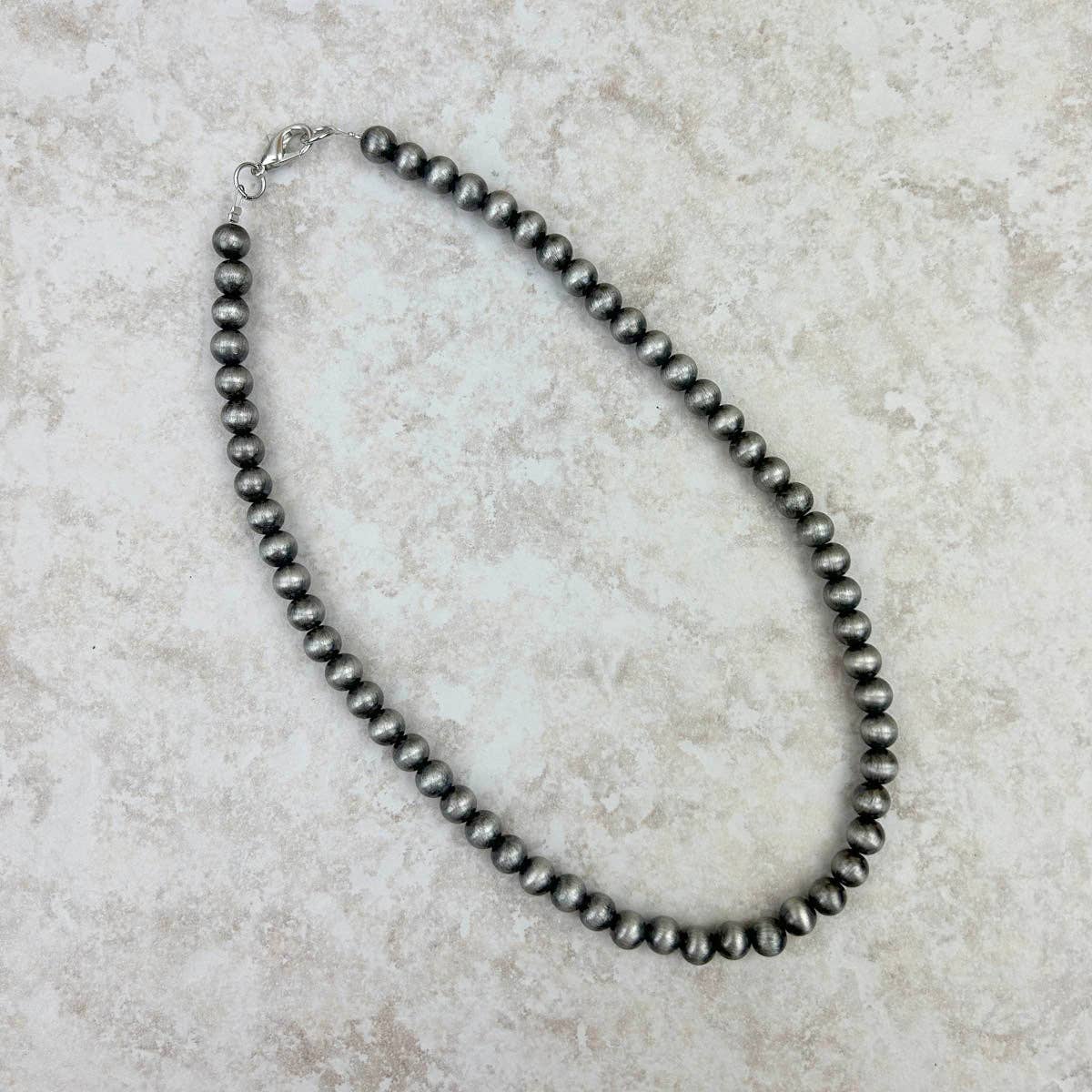 8mm Silver Beaded Neacklace