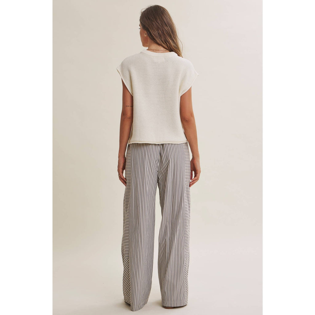 Wide Leg Linen Lounge Pant - Black