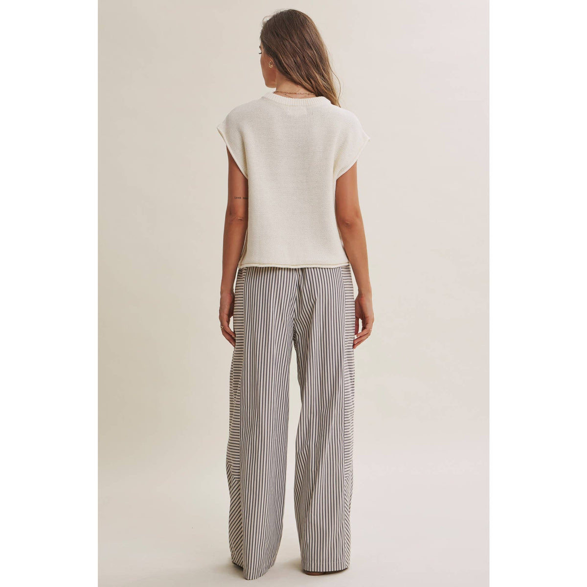 Wide Leg Linen Lounge Pant - Black