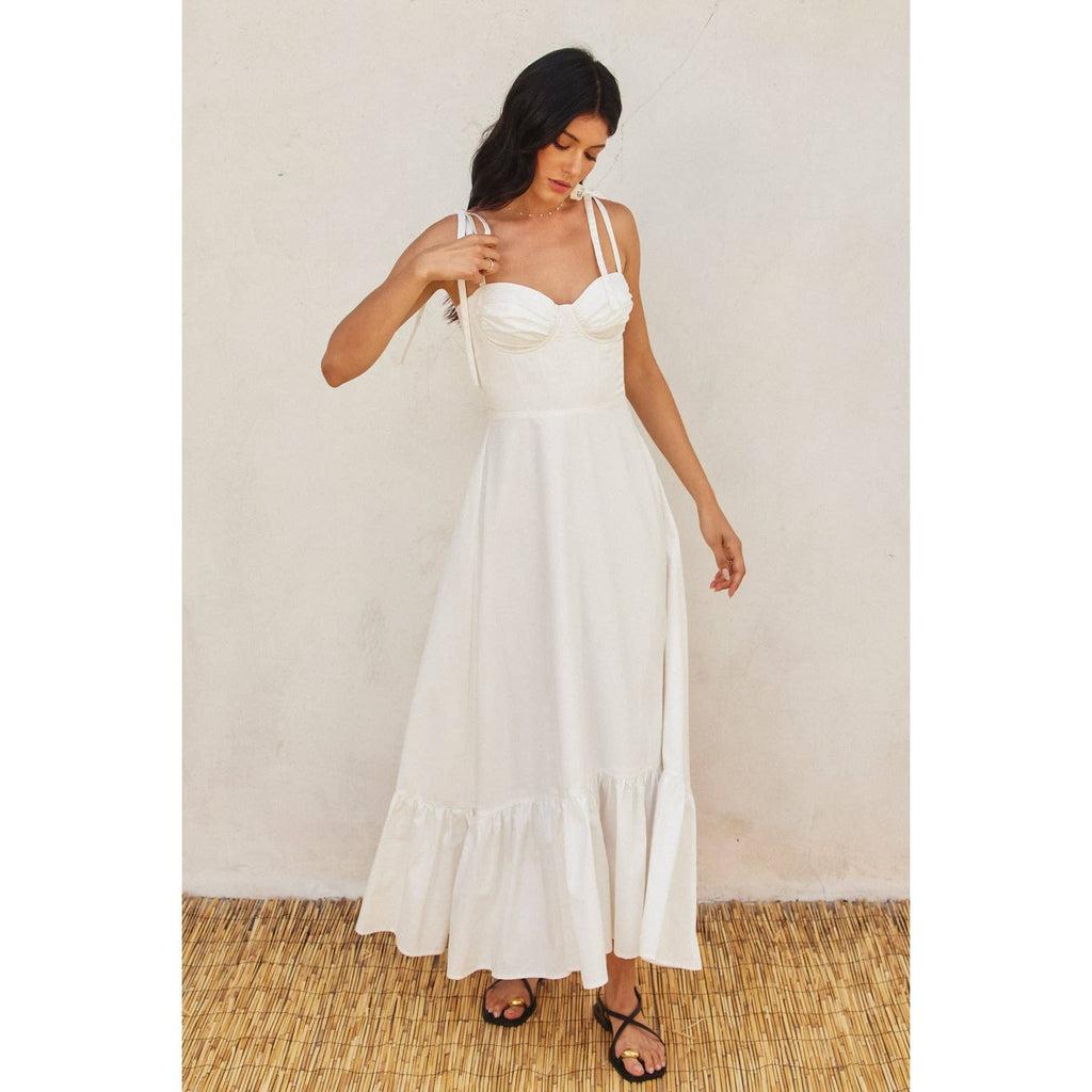 Cotton Ruched Maxi Dress