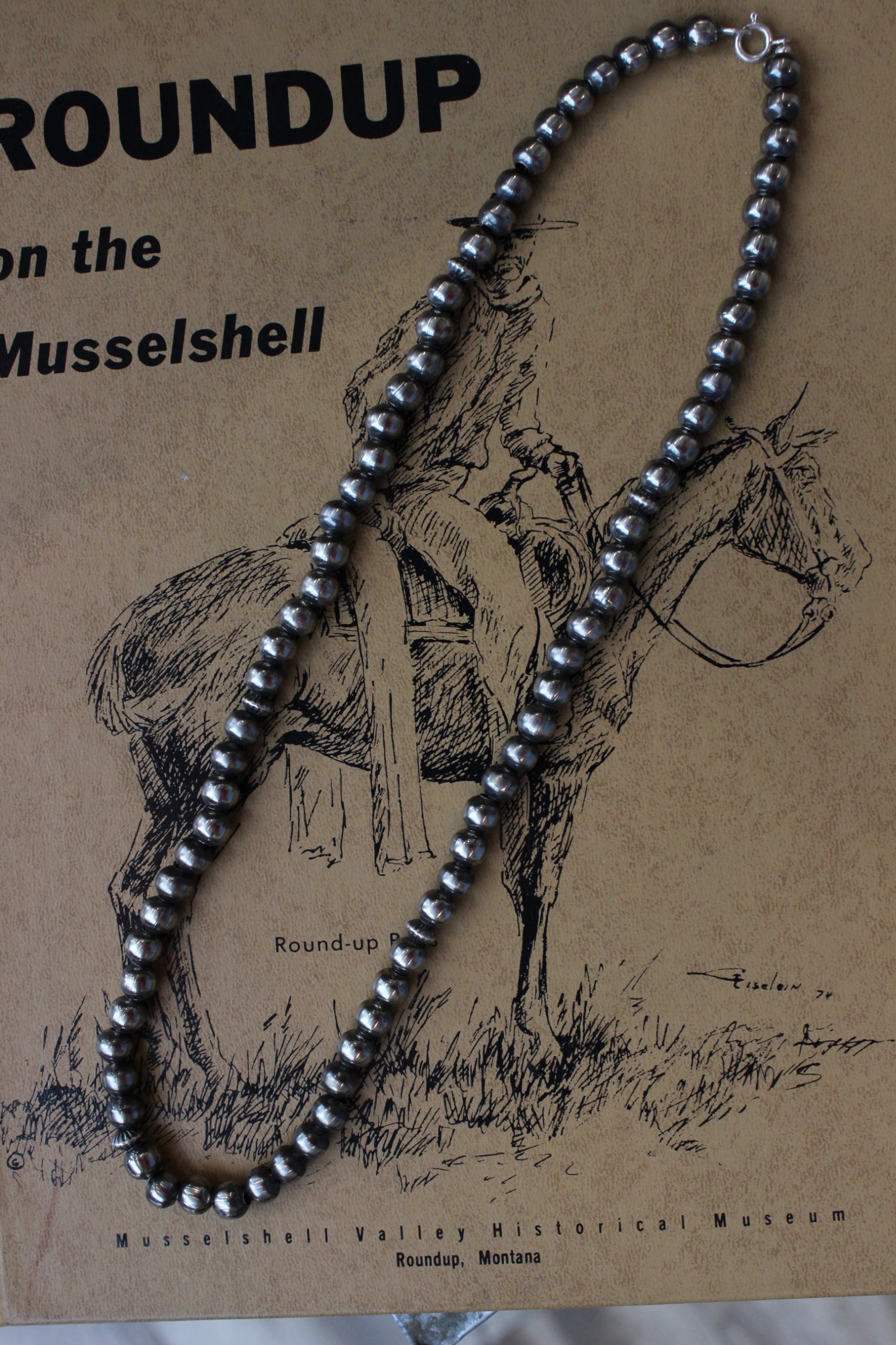 24" German Silver Beaded Necklace