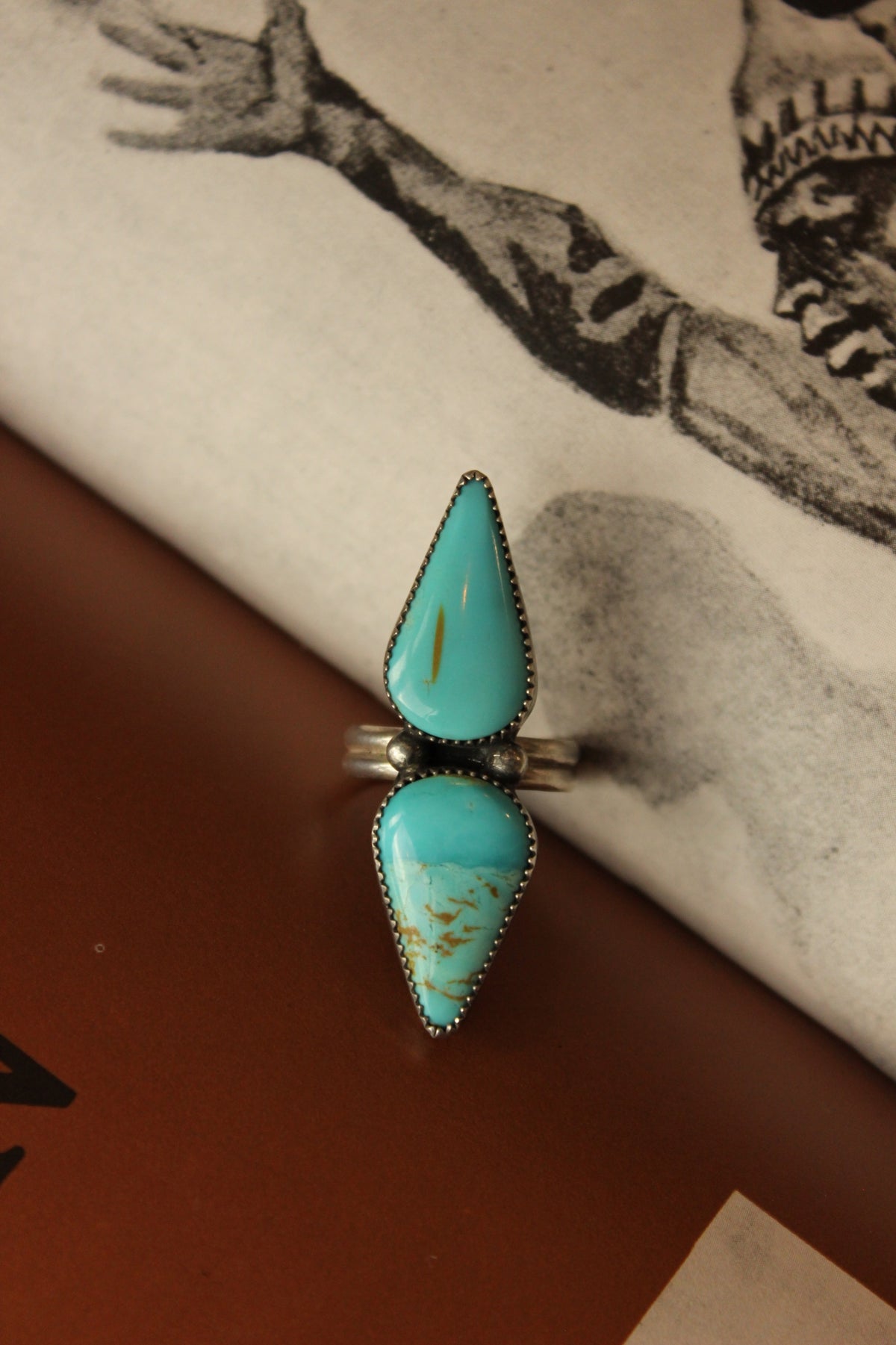 Two Stone Sonoran Turquoise Ring