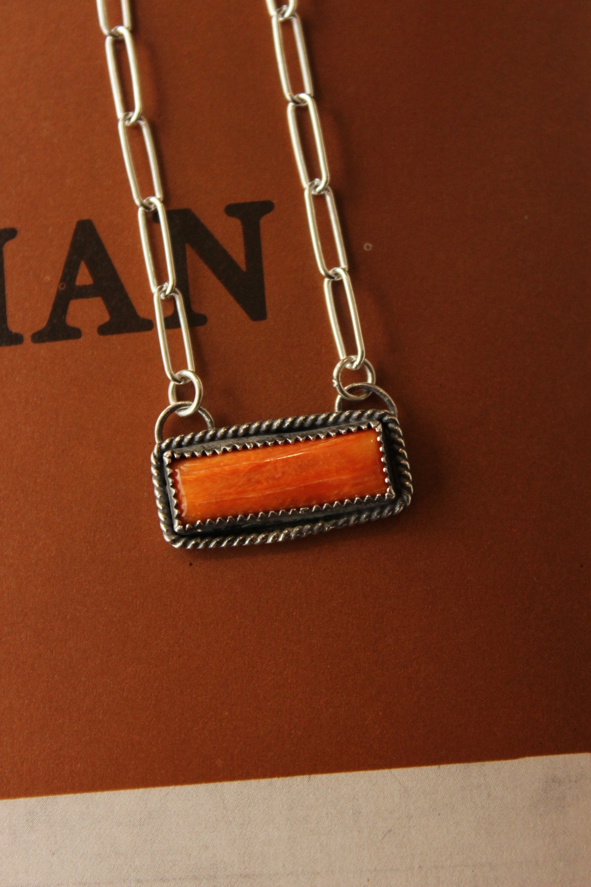 Orange Spiny Bar Necklace