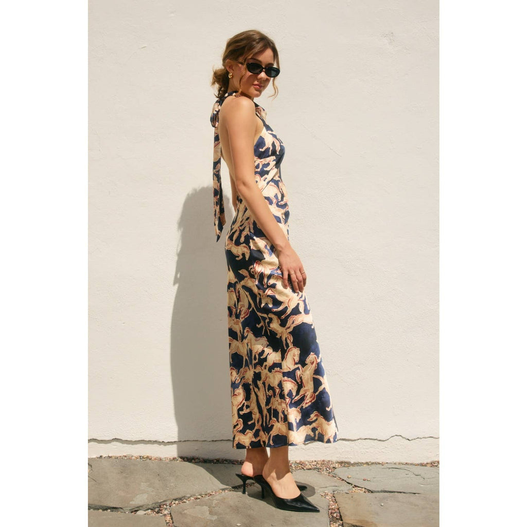 Halter Ruched Maxi Dress