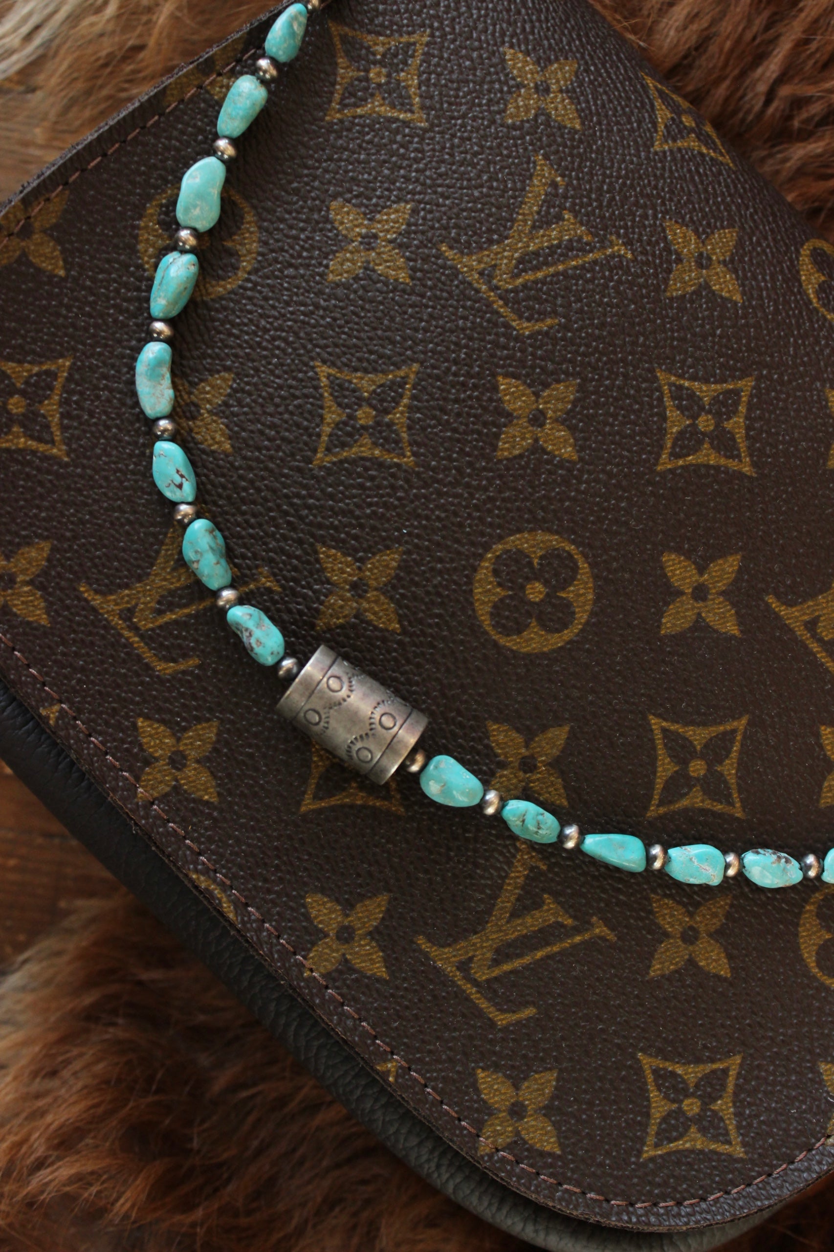 Turquoise Barrel Bead Purse Chain