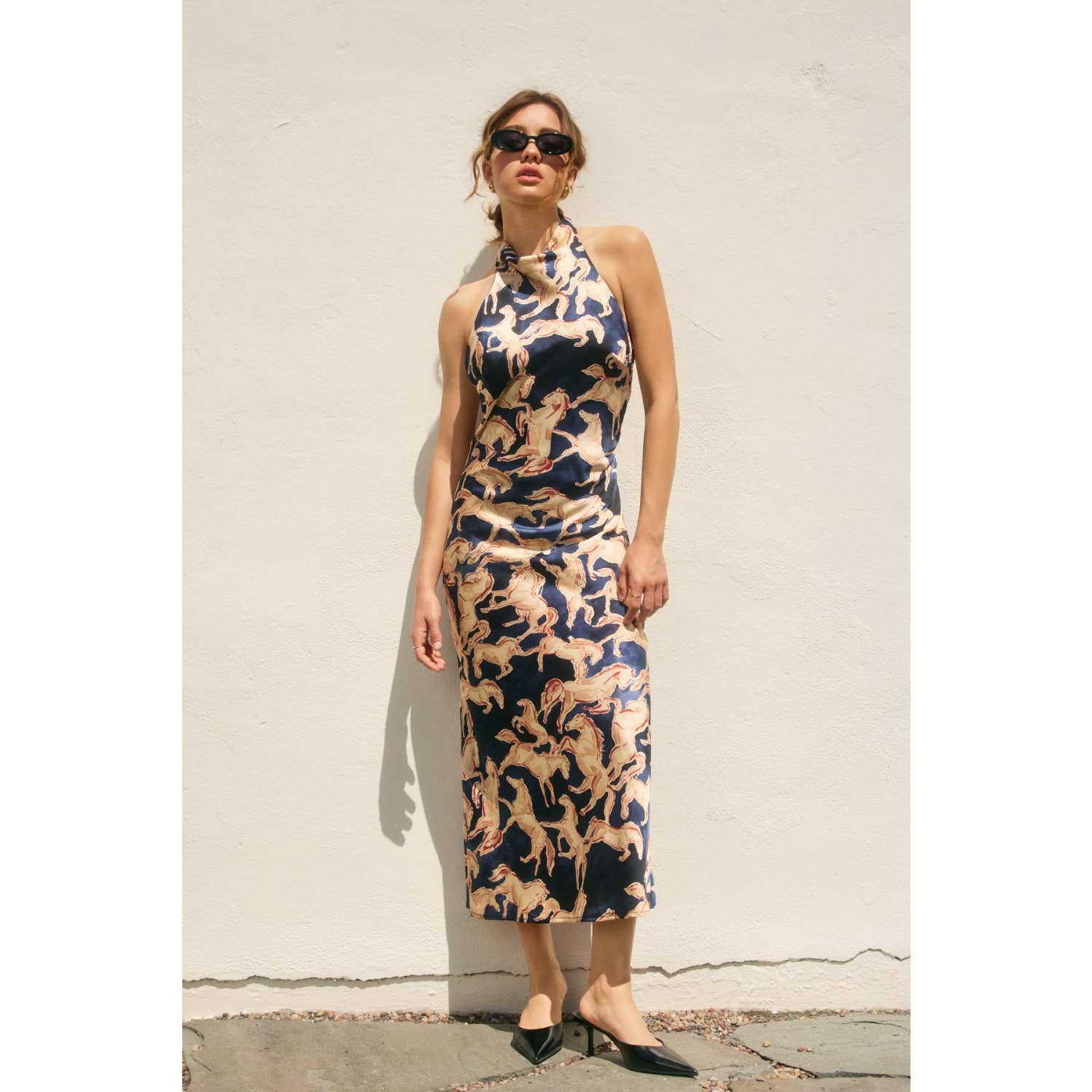 Halter Ruched Maxi Dress