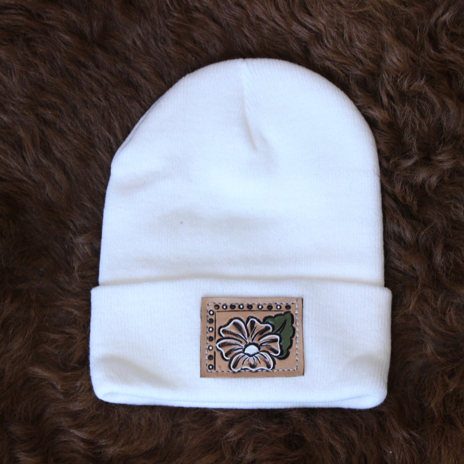 Leather Patch Beanie