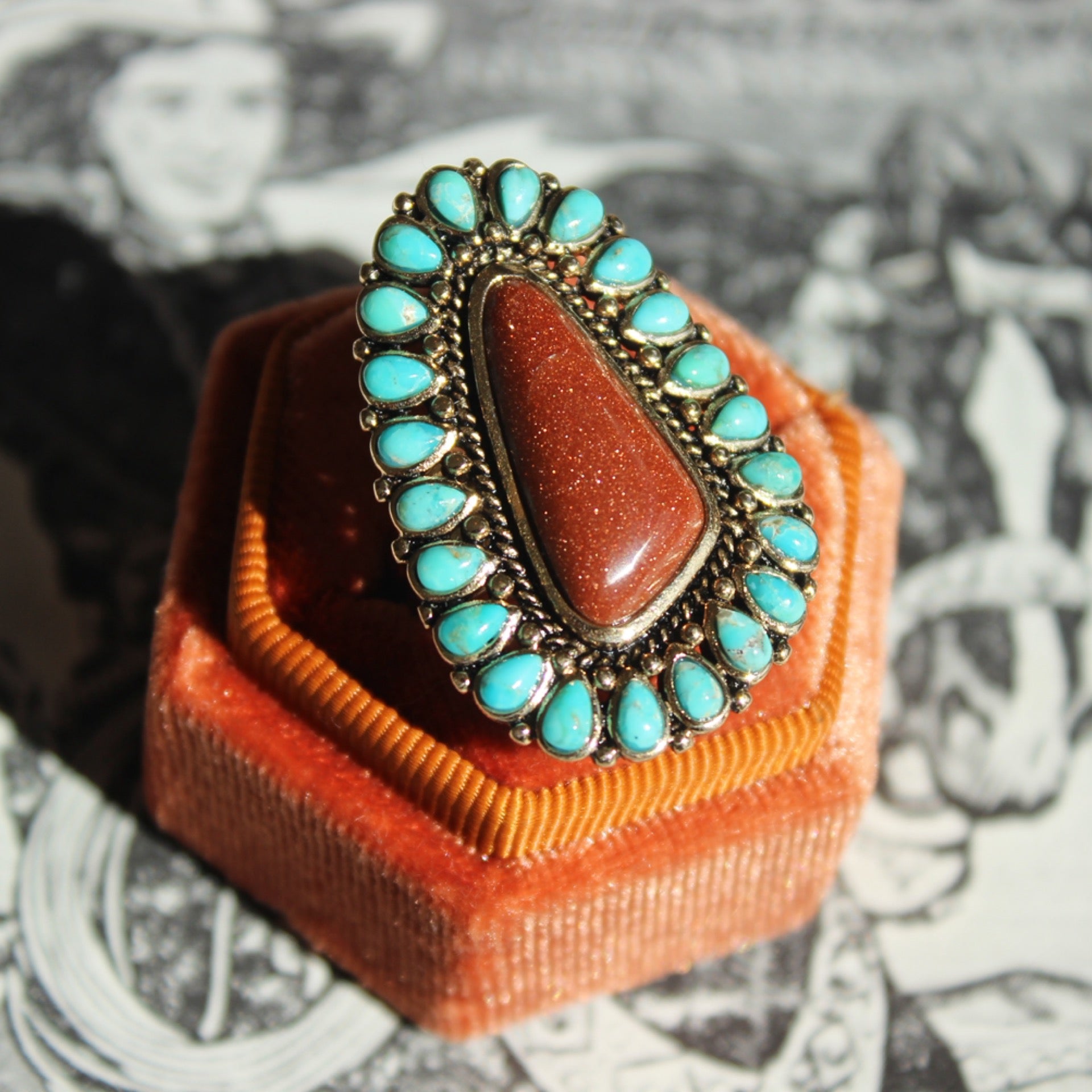 Sedona Blue Turquoise Gold Ring