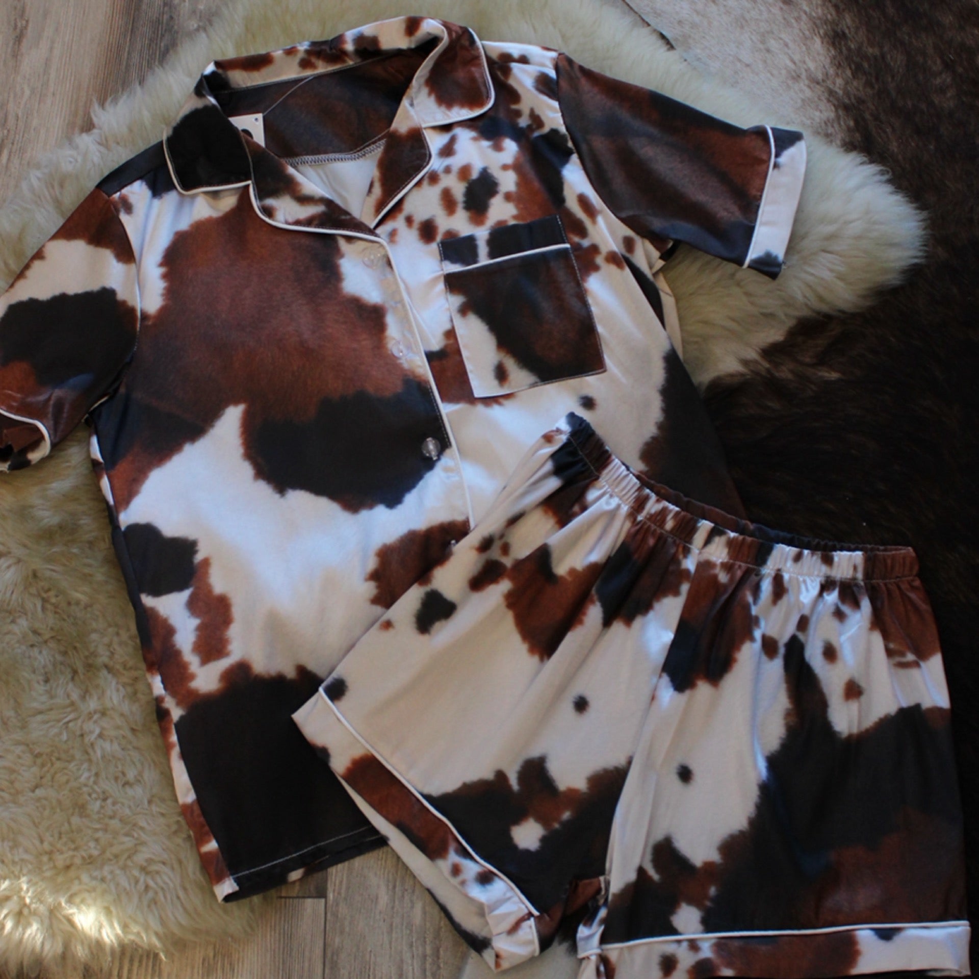 Brown Cowhide Pajama Set