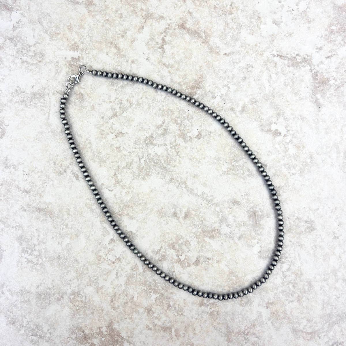 4mm Silver Beaded Necklace