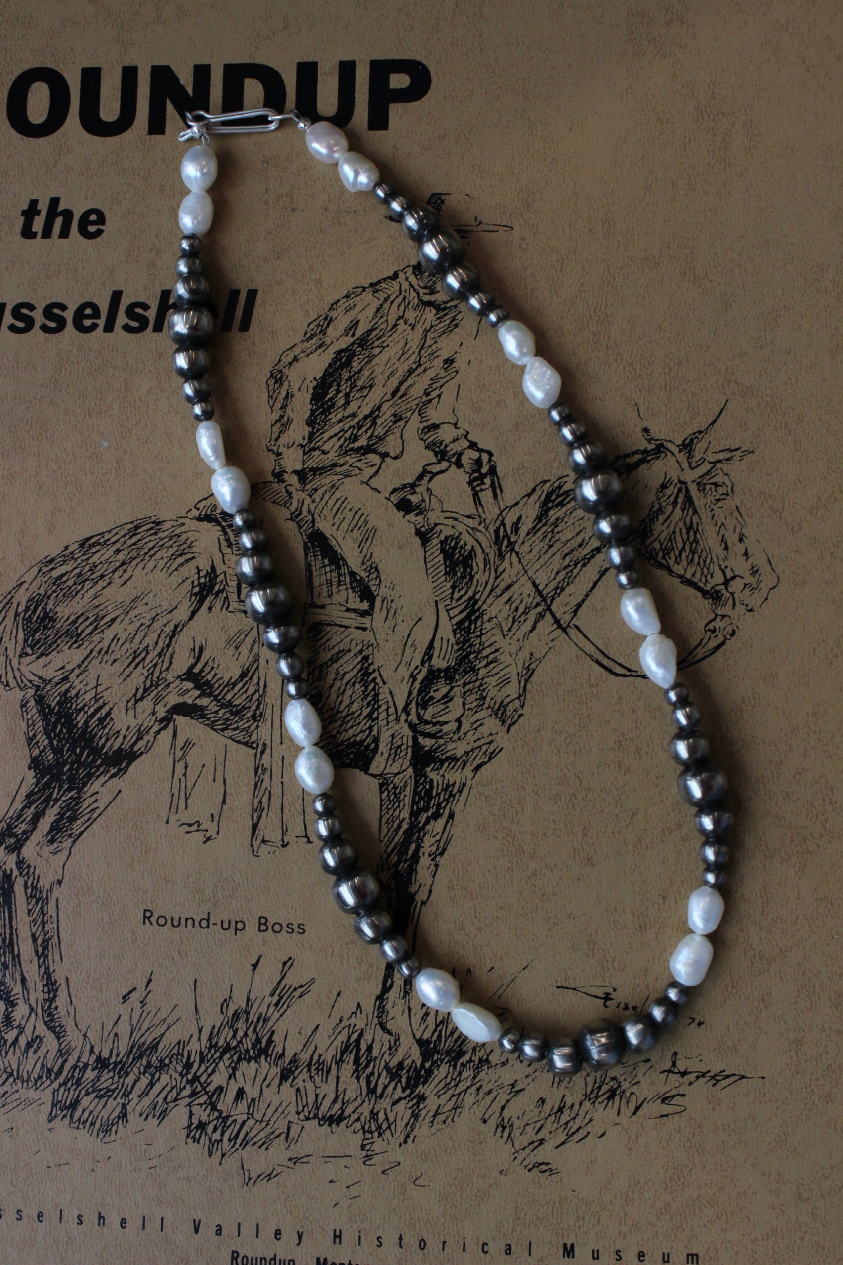 20" FW Pearls German Silver Necklace
