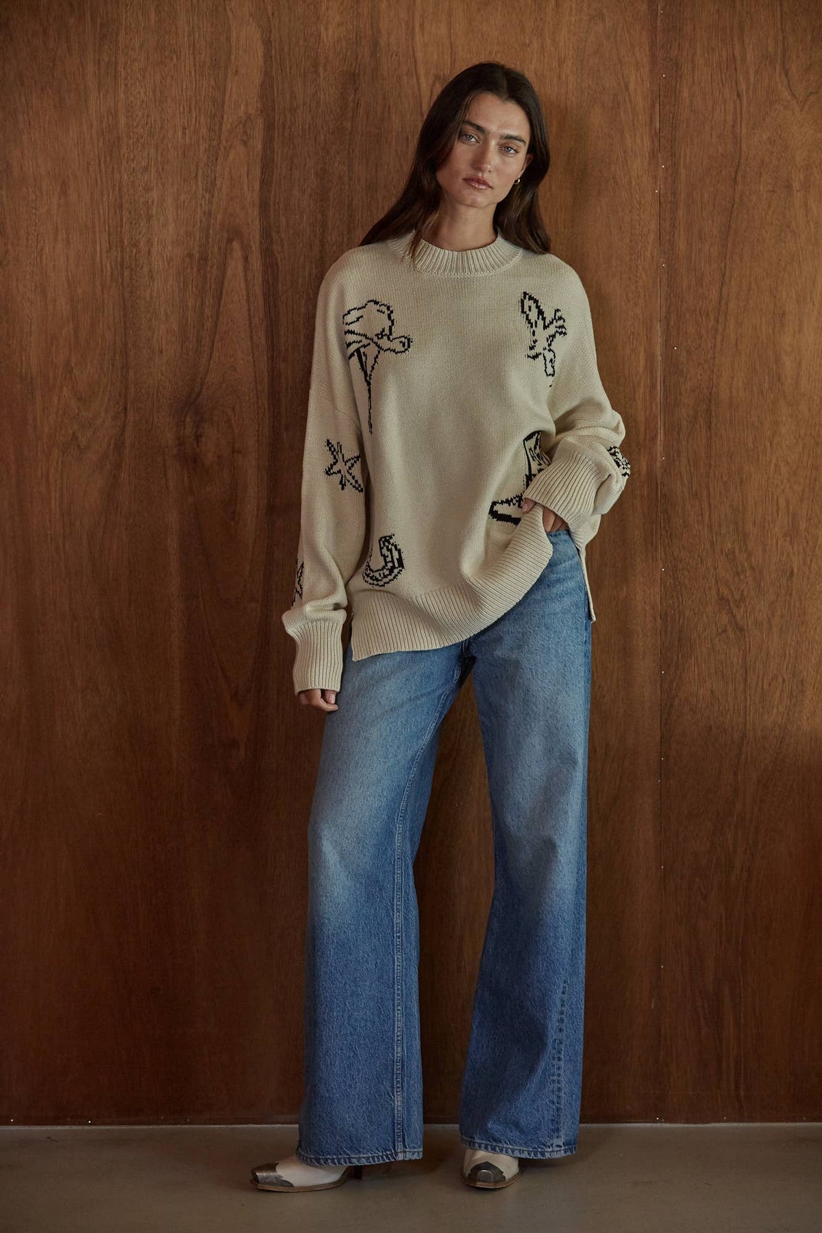 Western Print Sweater