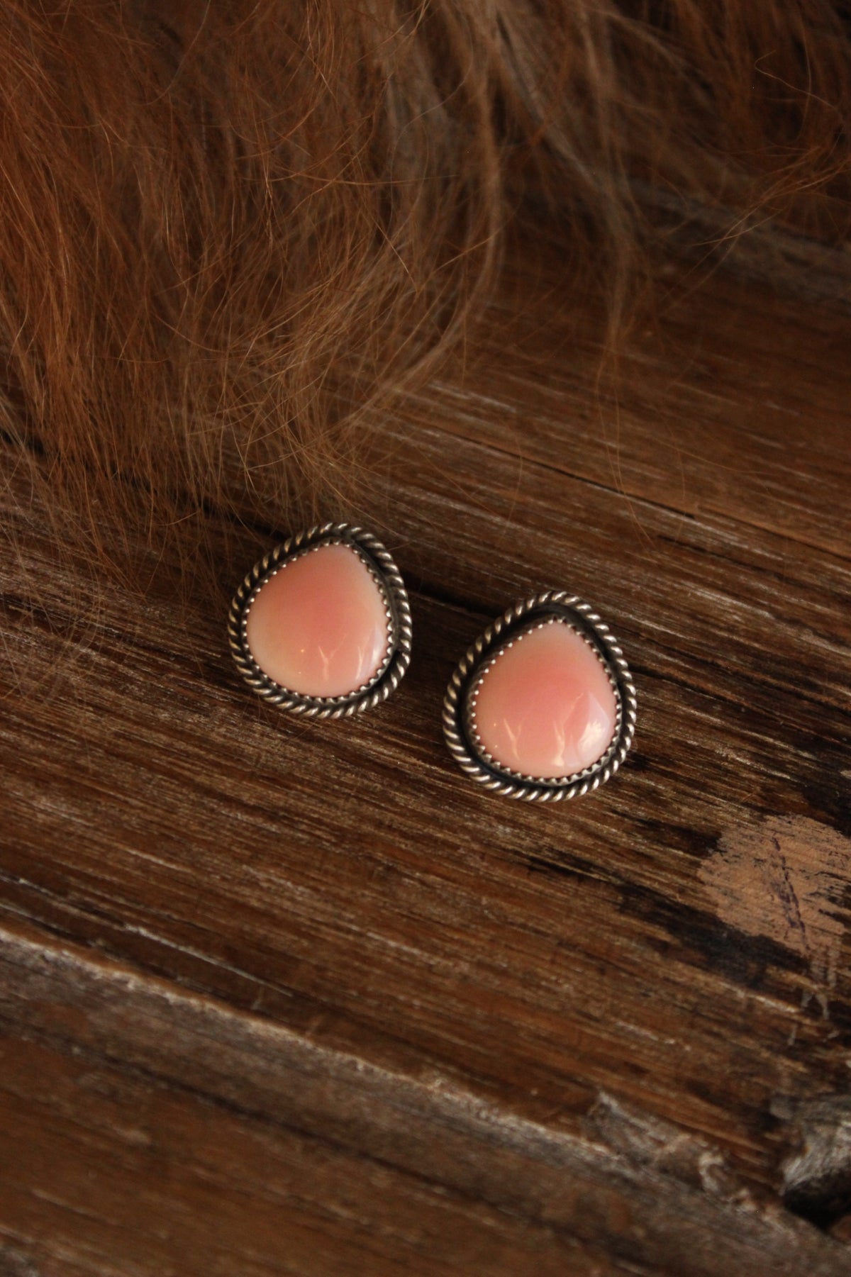 Pink Conch Pear Studs