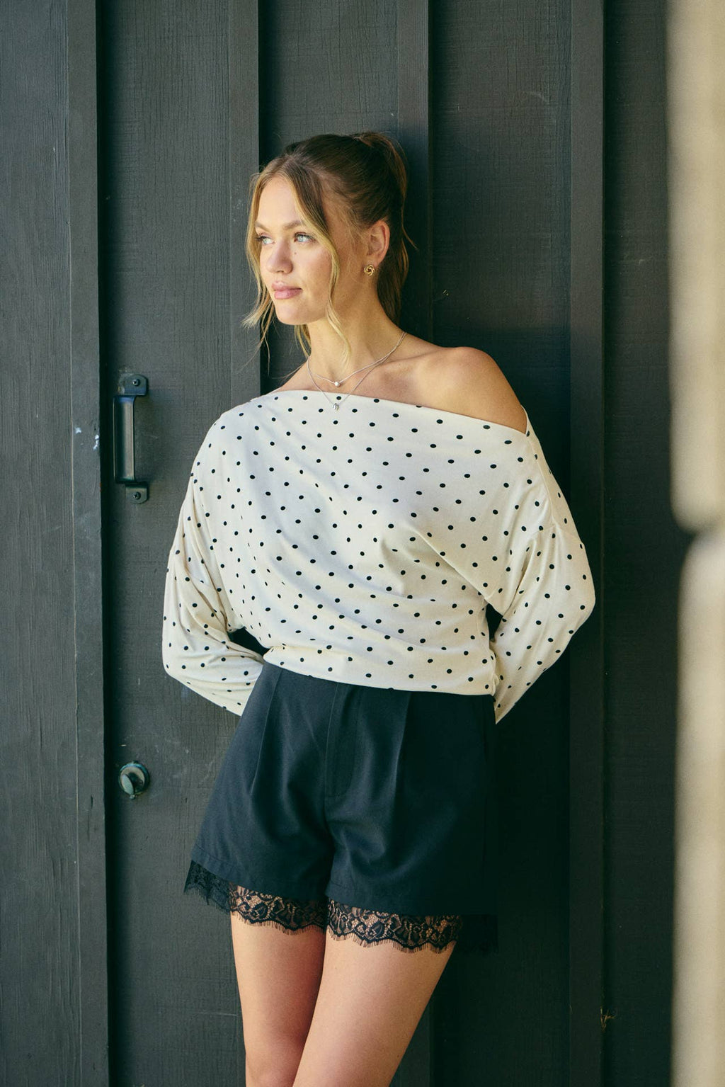 Polka Dot Off Shoulder Top