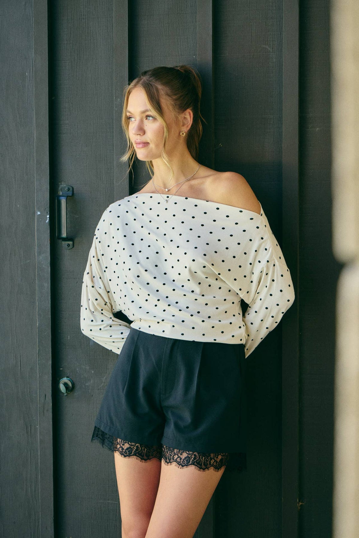 Polka Dot Off Shoulder Top
