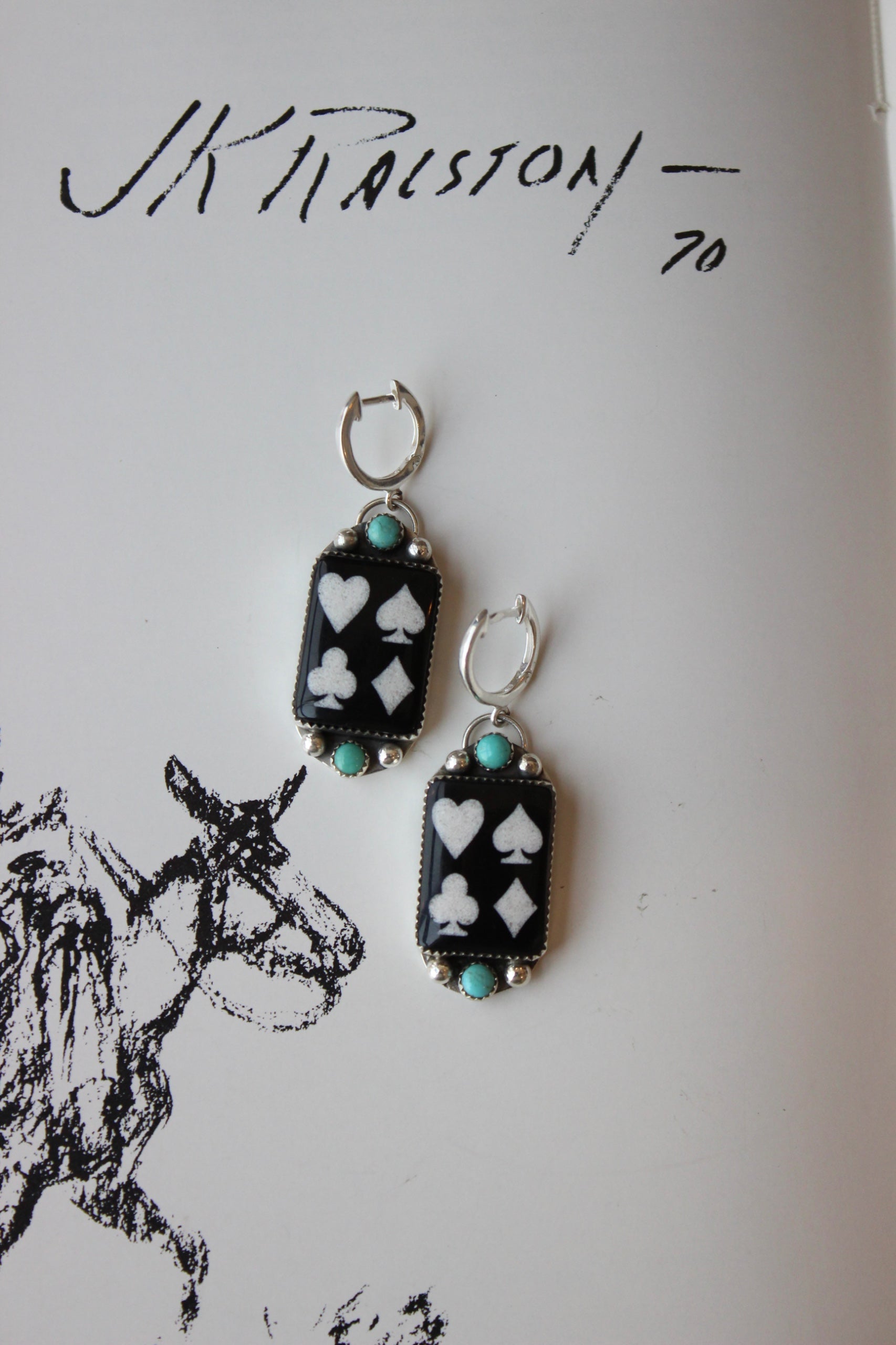 Turquoise + Onyx Card Huggies