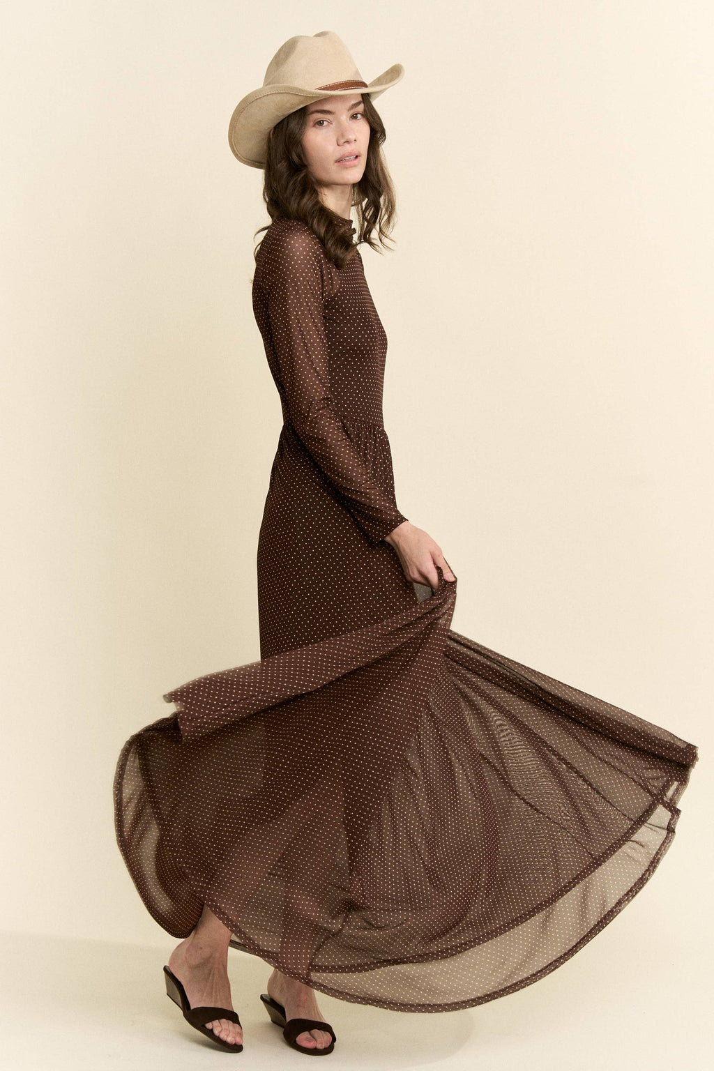 Polka Dot Mesh Maxi