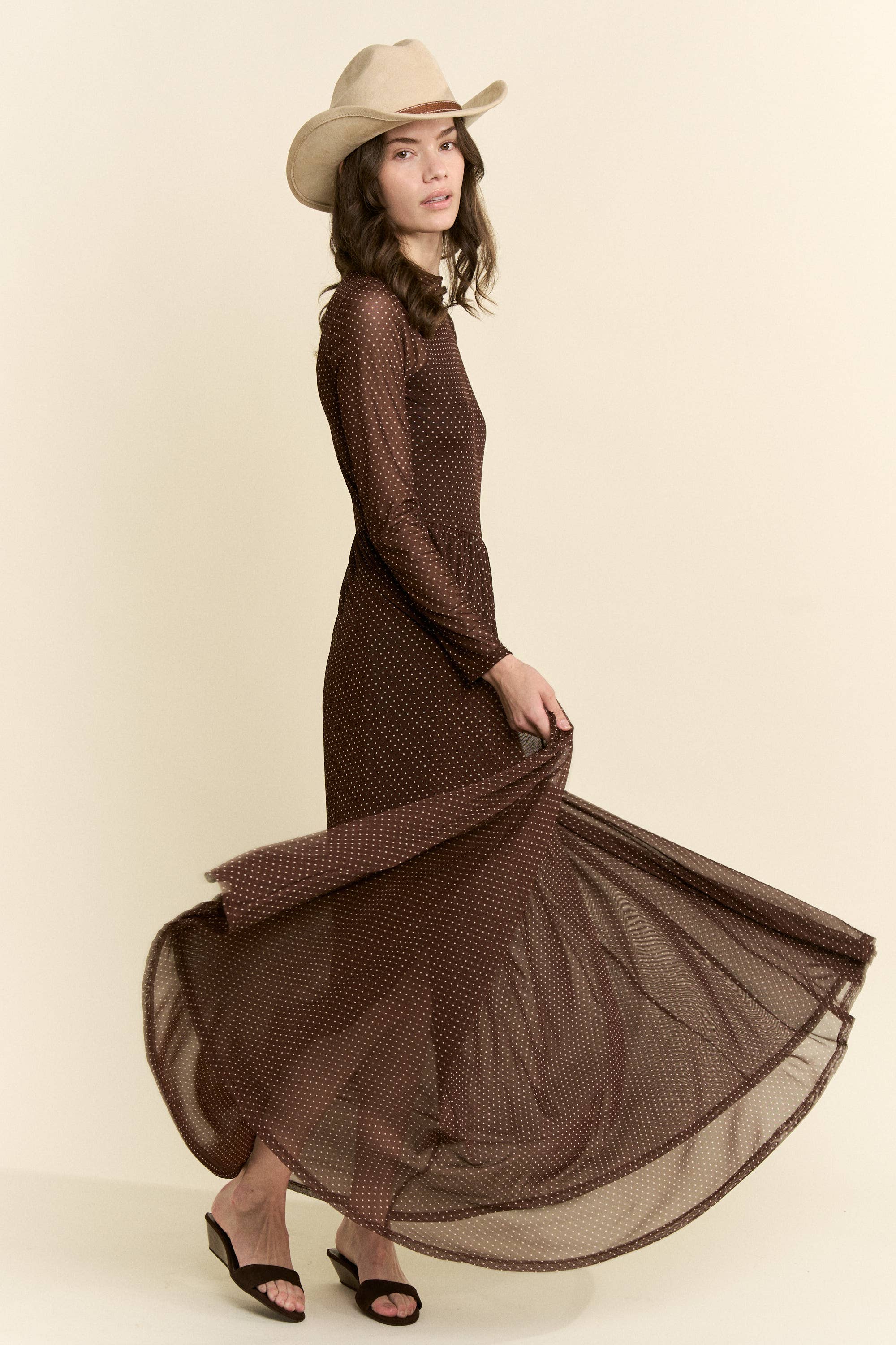 Polka Dot Mesh Maxi