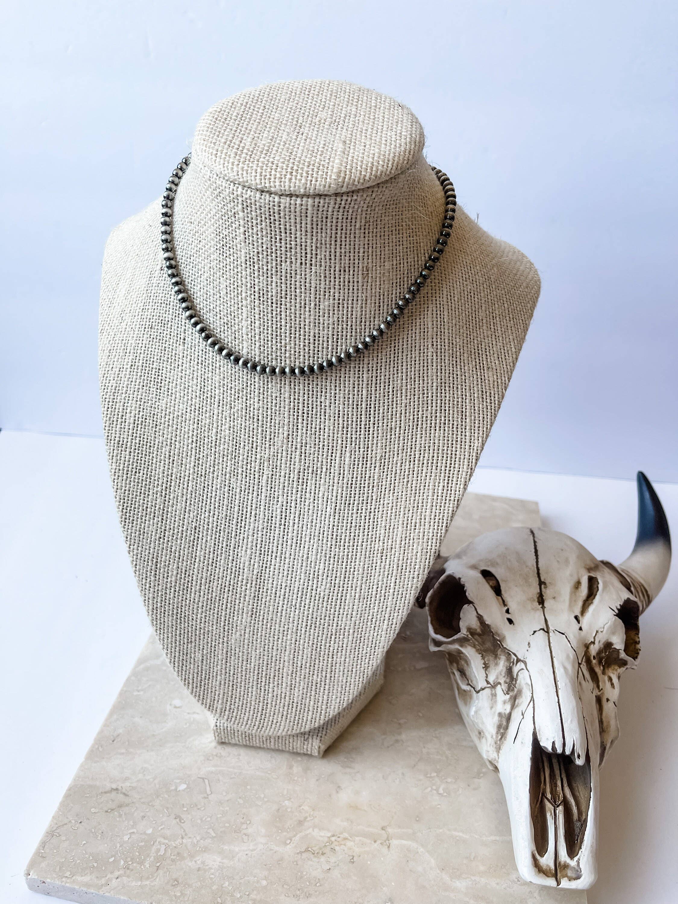 Western Navajo Bead Choker Necklace 4mm