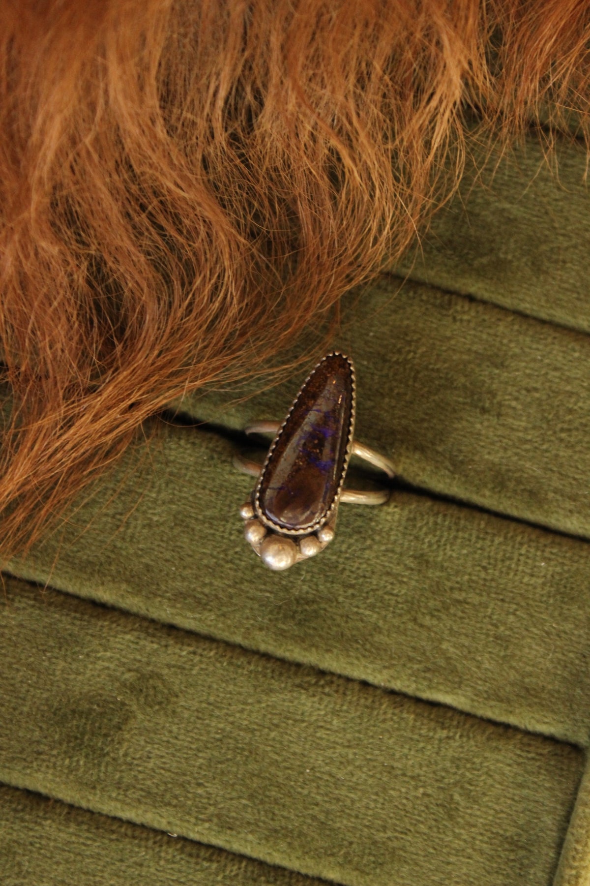 Purple Boulder Opal Ring