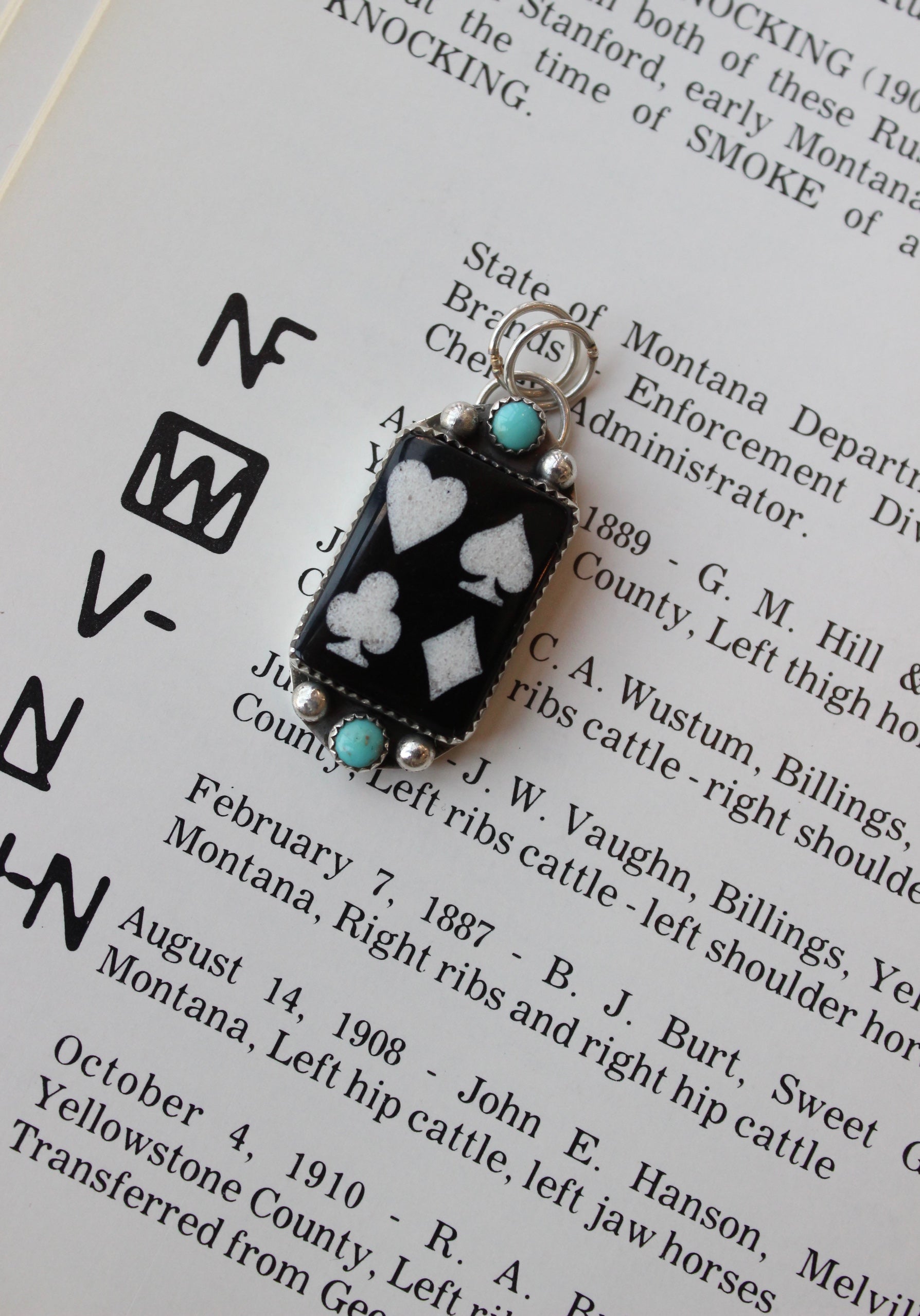 Turquoise + Onyx Card Pendant