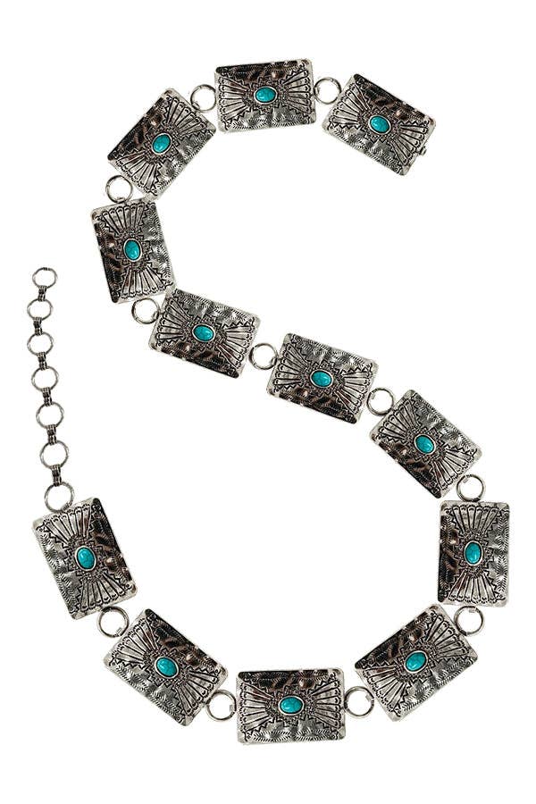 Square Turquoise Concho Belt