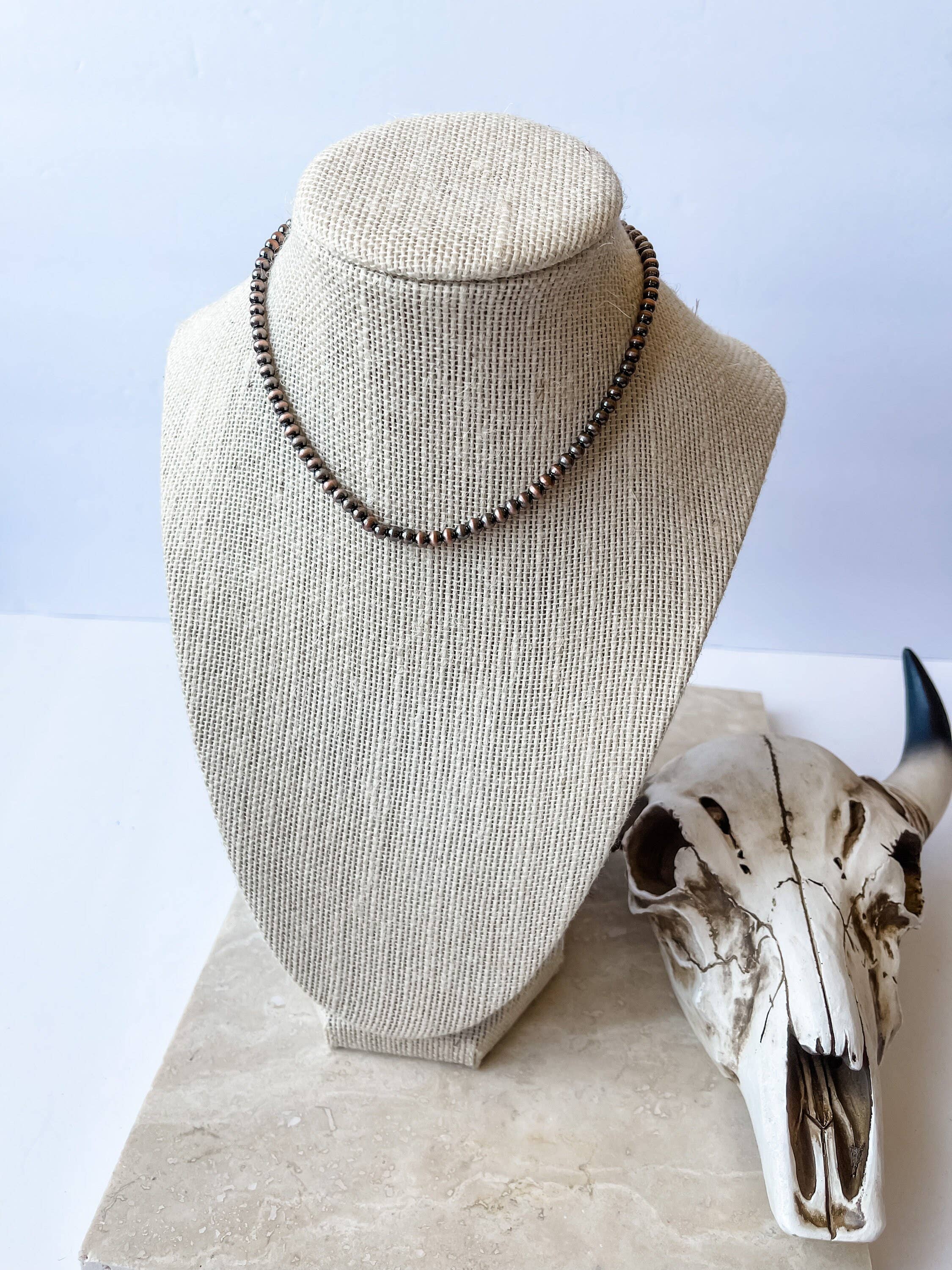 Western Navajo Bead Choker Necklace 4mm