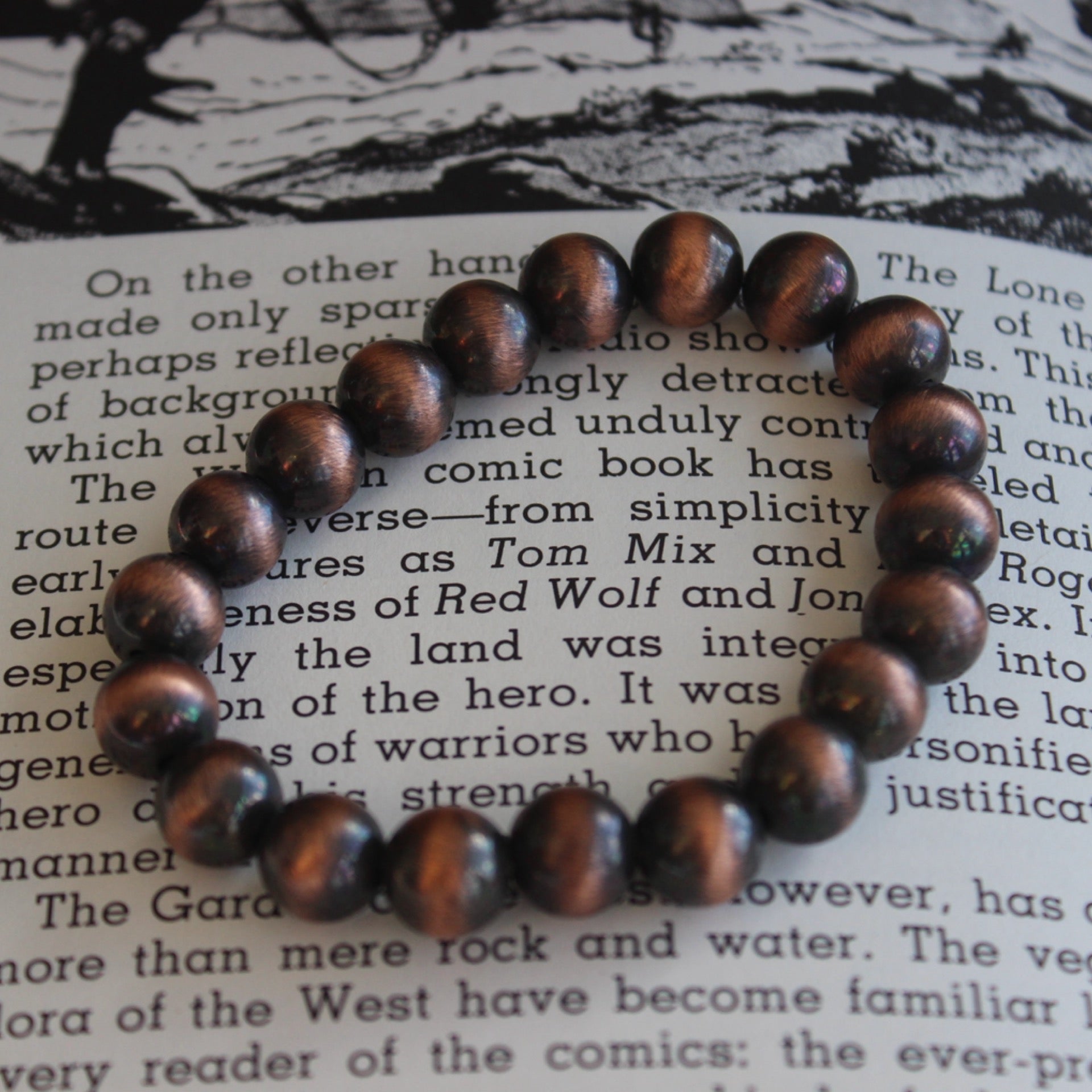 Large Copper Bead Stretch Bracelet