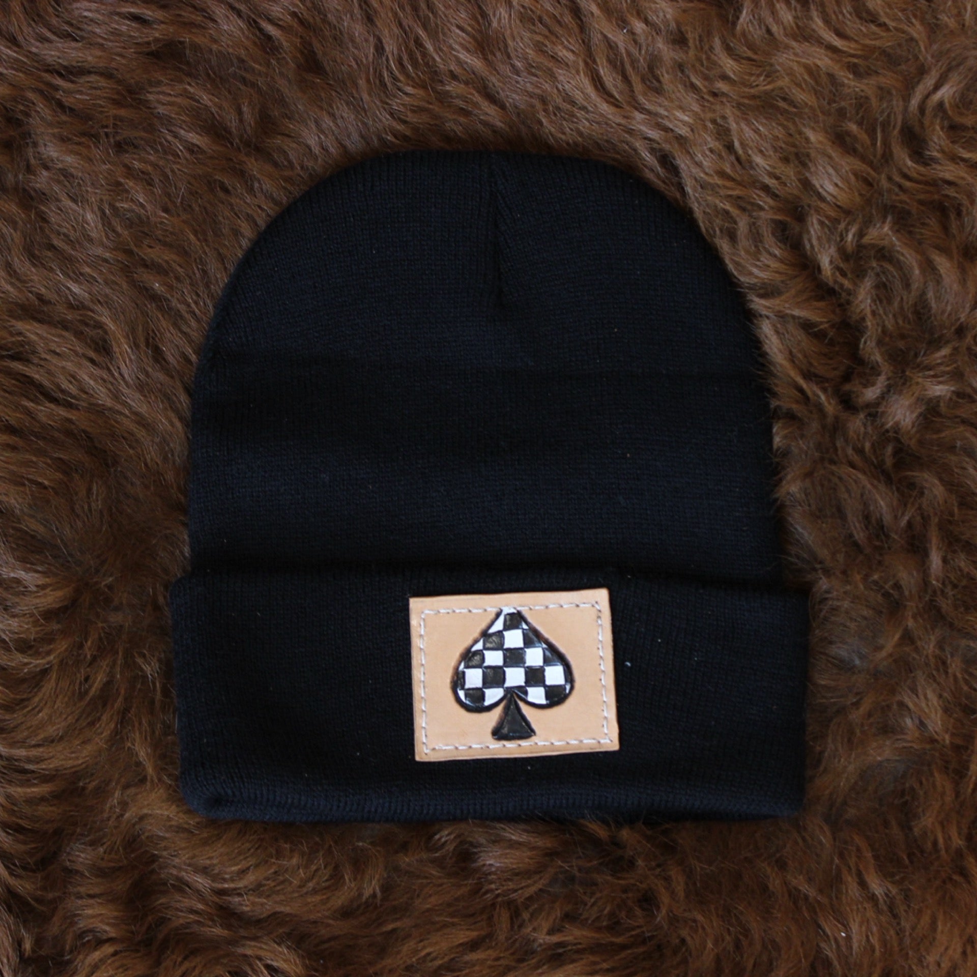 Leather Patch Beanie