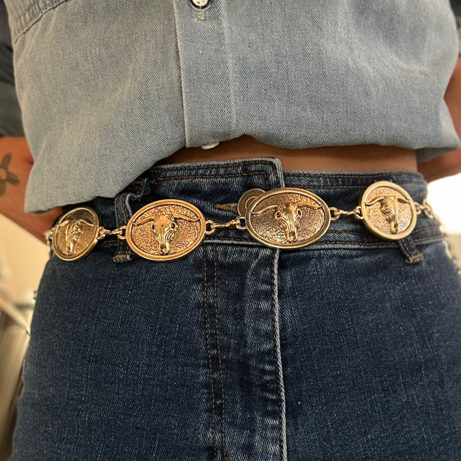 Bull Skull Concho Belt