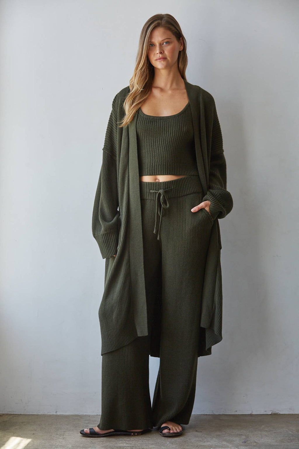 Knit Ribbed Duster Cardigan
