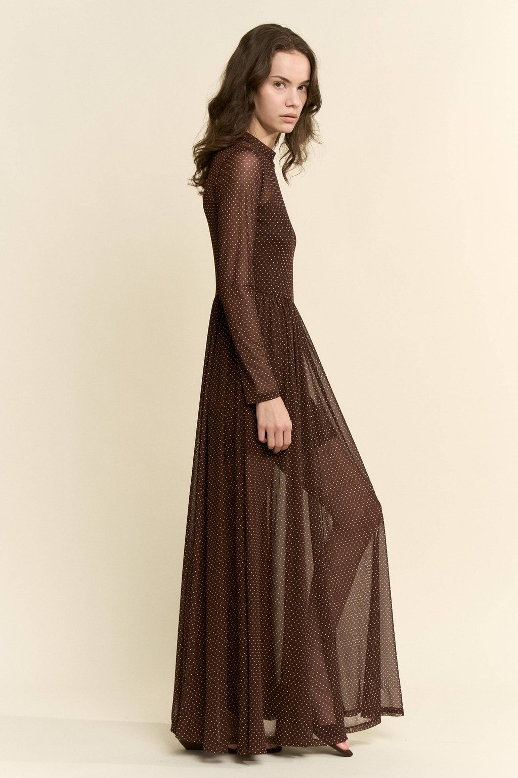 Polka Dot Mesh Maxi