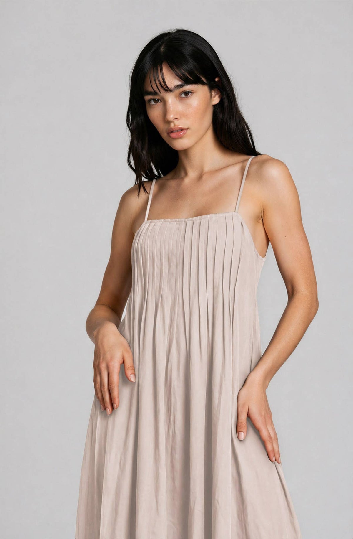 A-line Pleated Maxi Dress