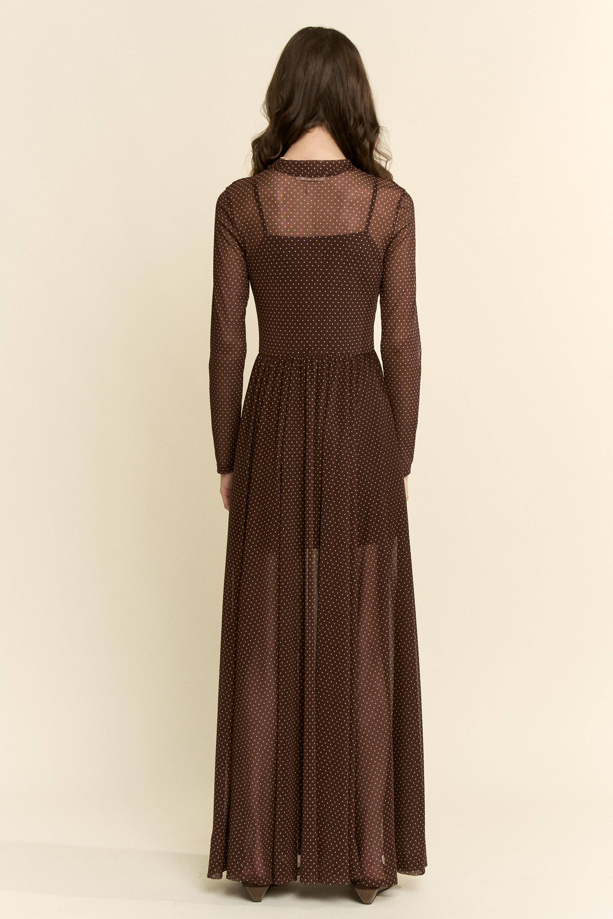 Polka Dot Mesh Maxi