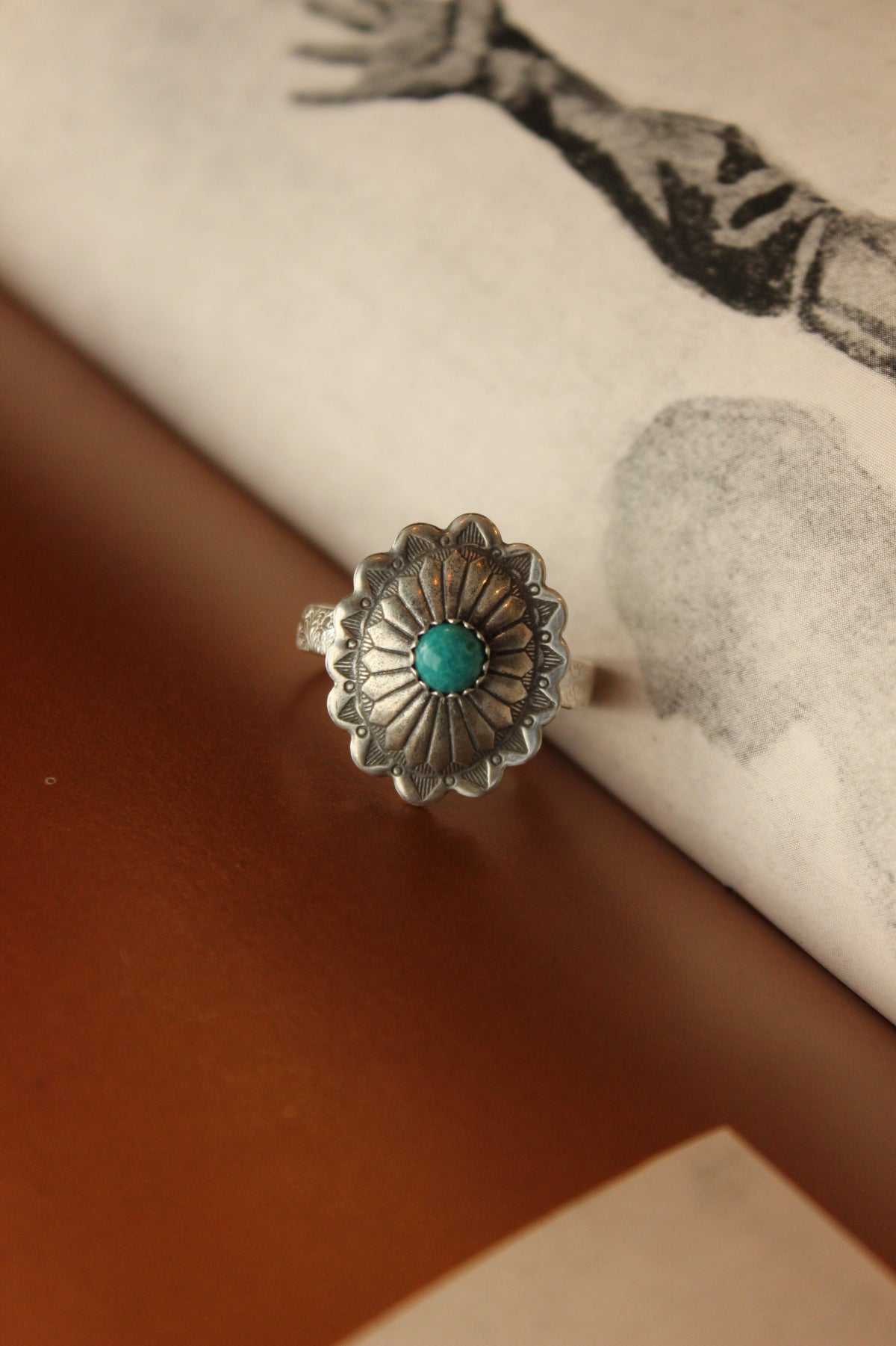 Turquoise Sterling Concho Ring