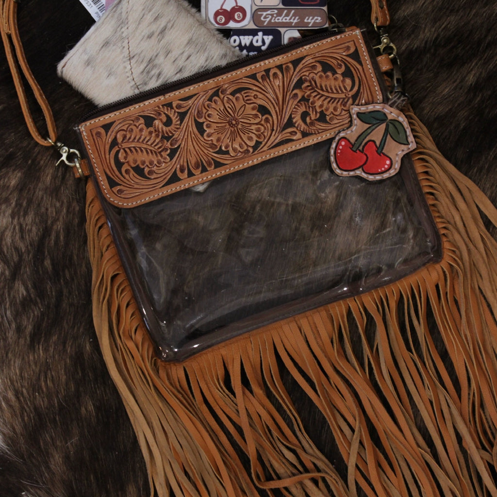 Tooled Leather Stadium Bag