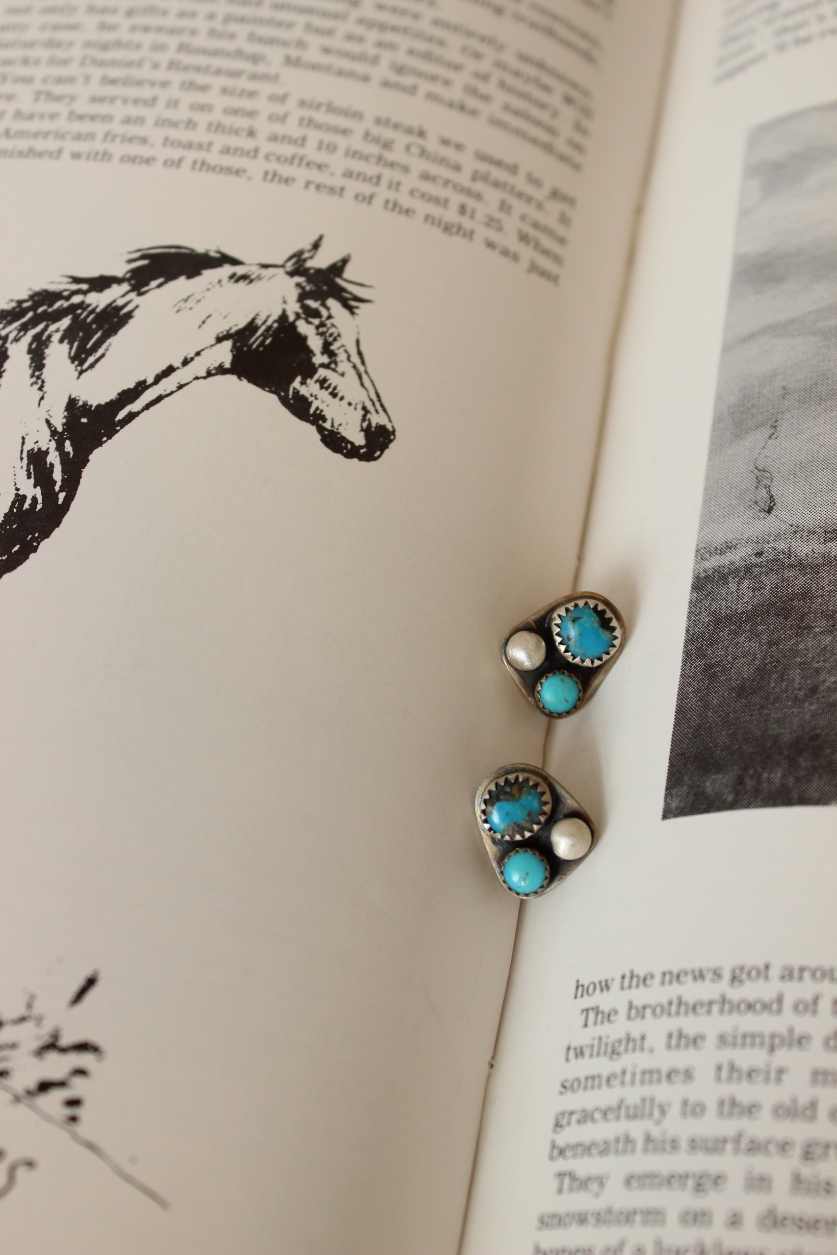 Turquoise + Silver Cluster Studs