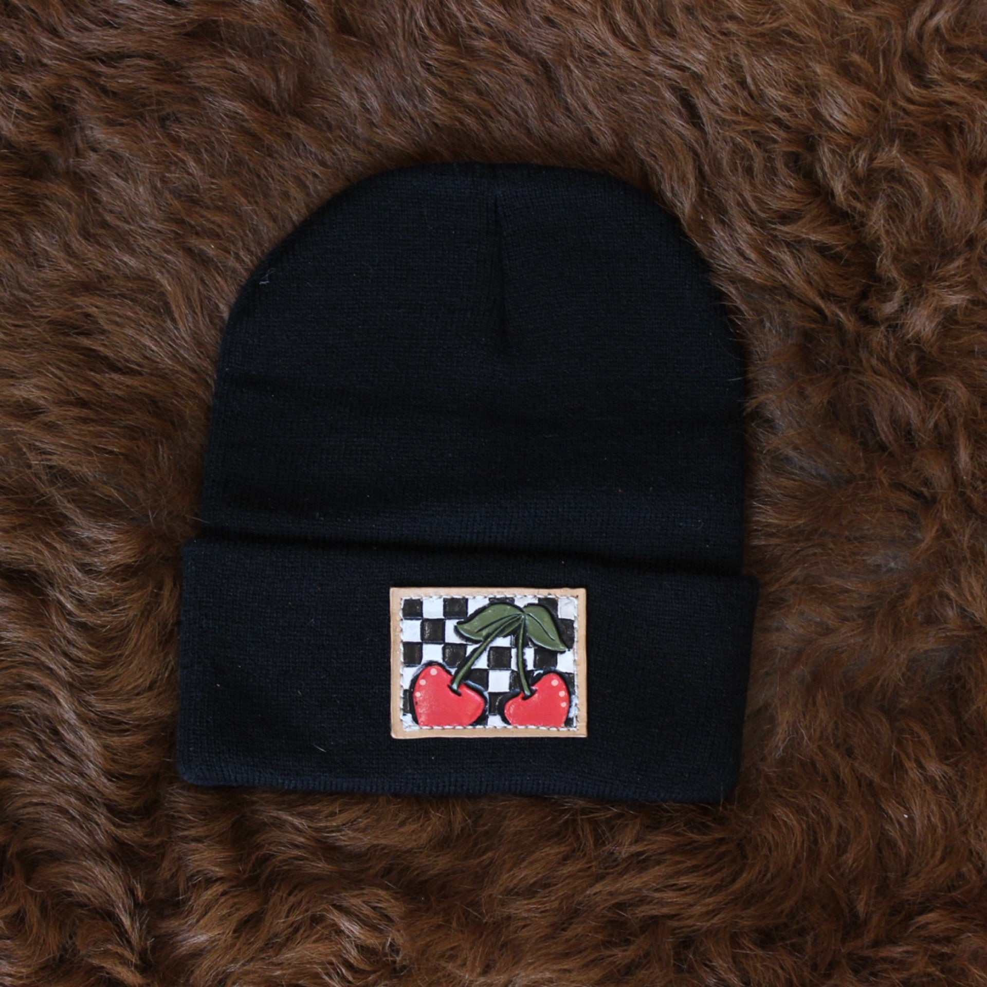 Leather Patch Beanie