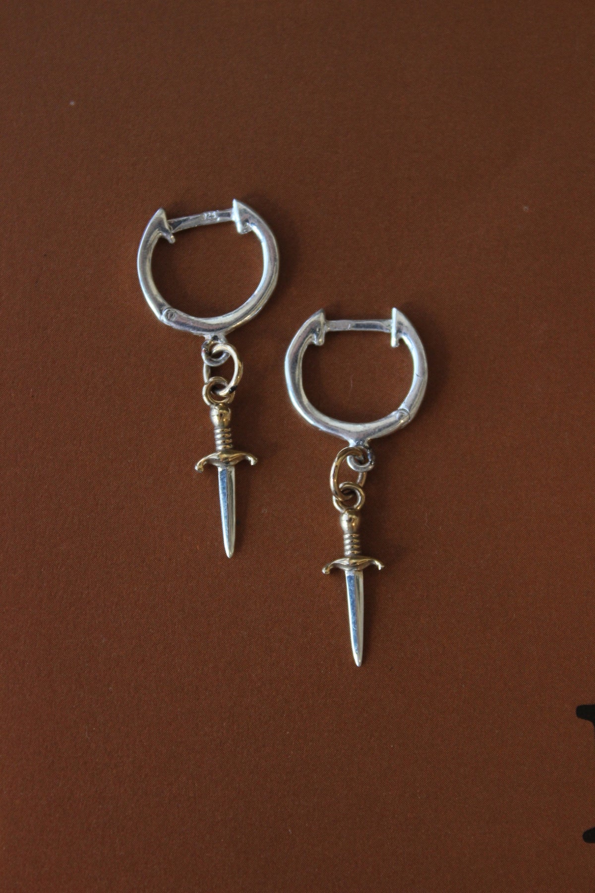 Sterling Bronze Blade Huggies
