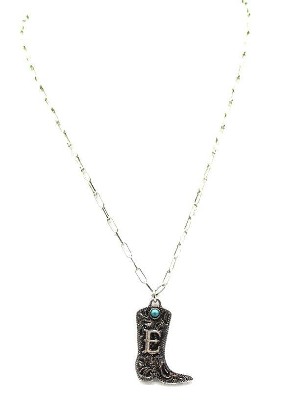 Cowboy Boots Initial Necklace