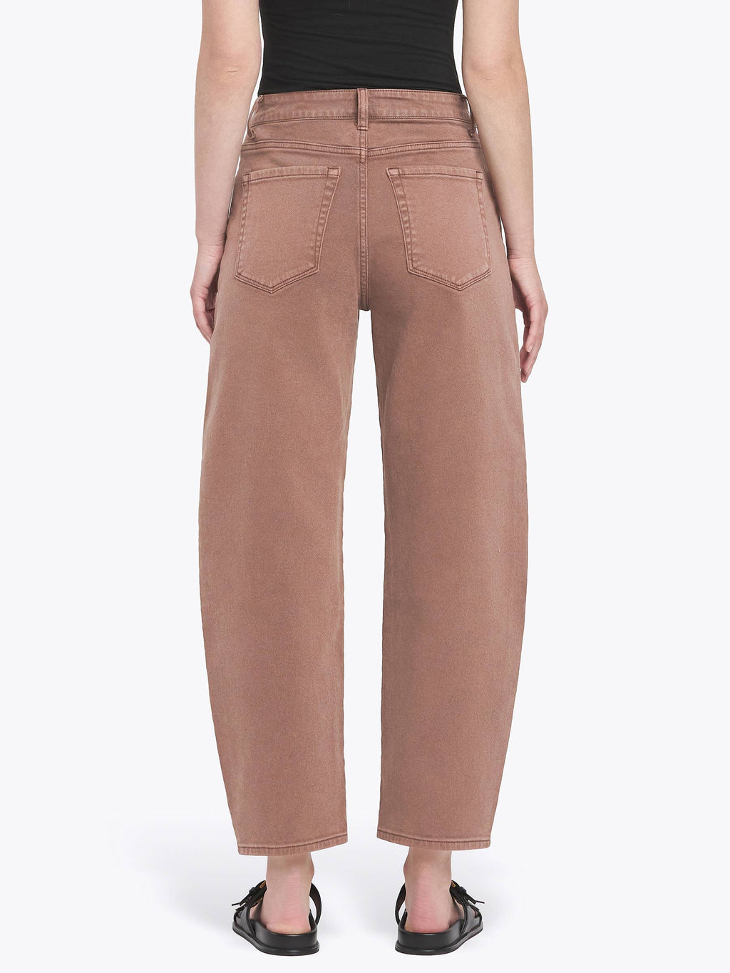 High Rise Brown Barrel Jean