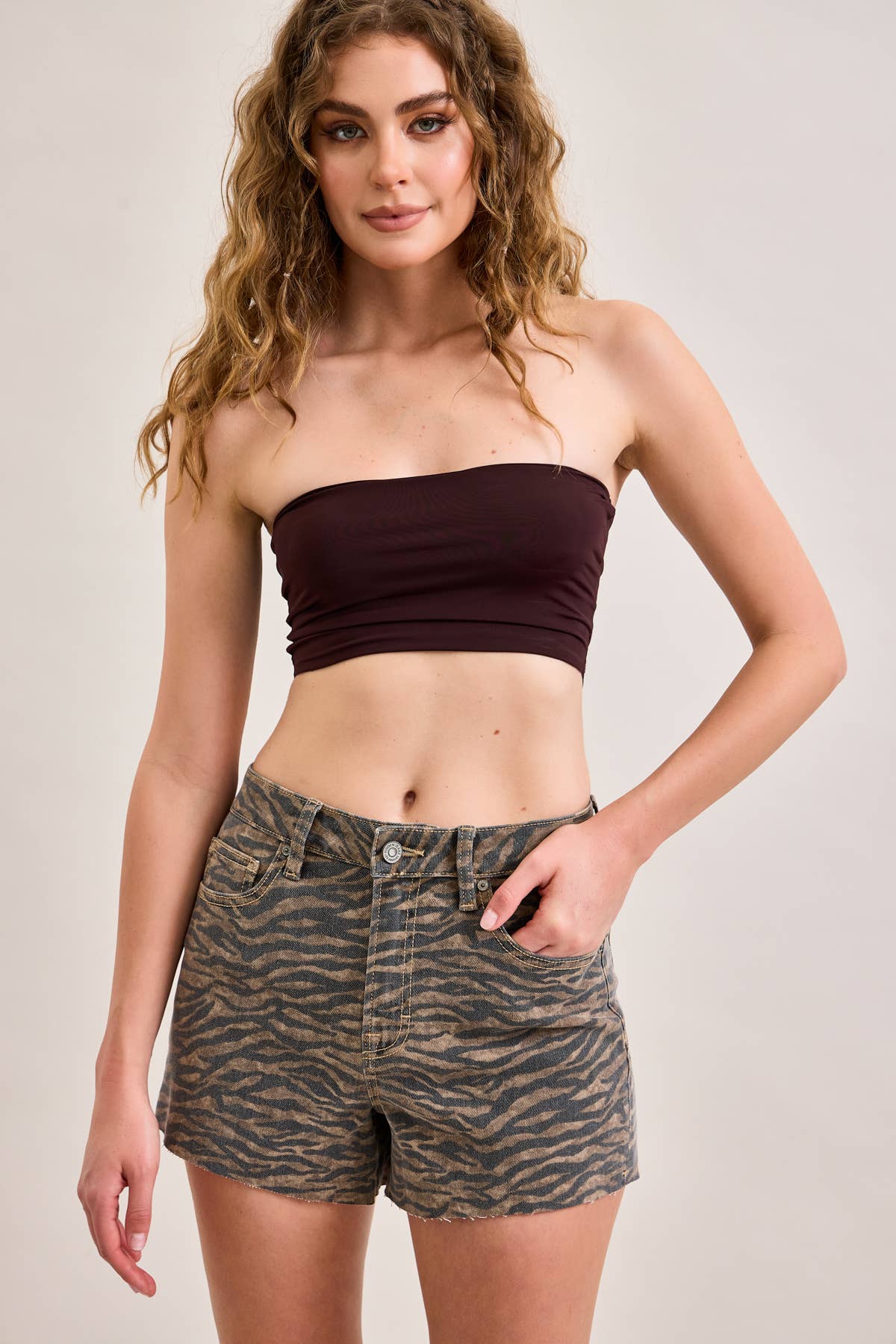 Hidden High Rise Tiger Stripe Shorts 3"